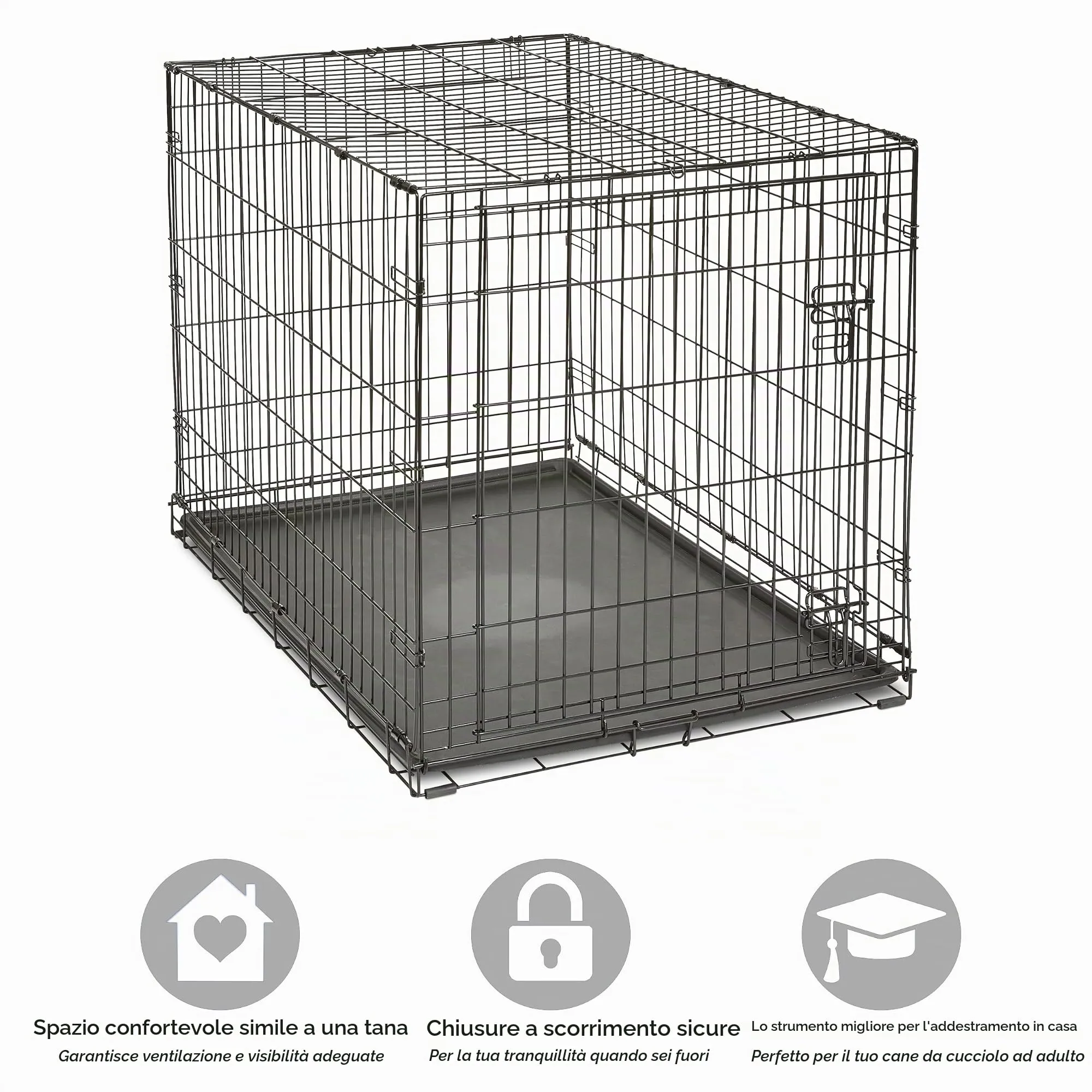 New World Gabbia per cani in metallo pieghevole, 106 cm, Nero - immagine 3