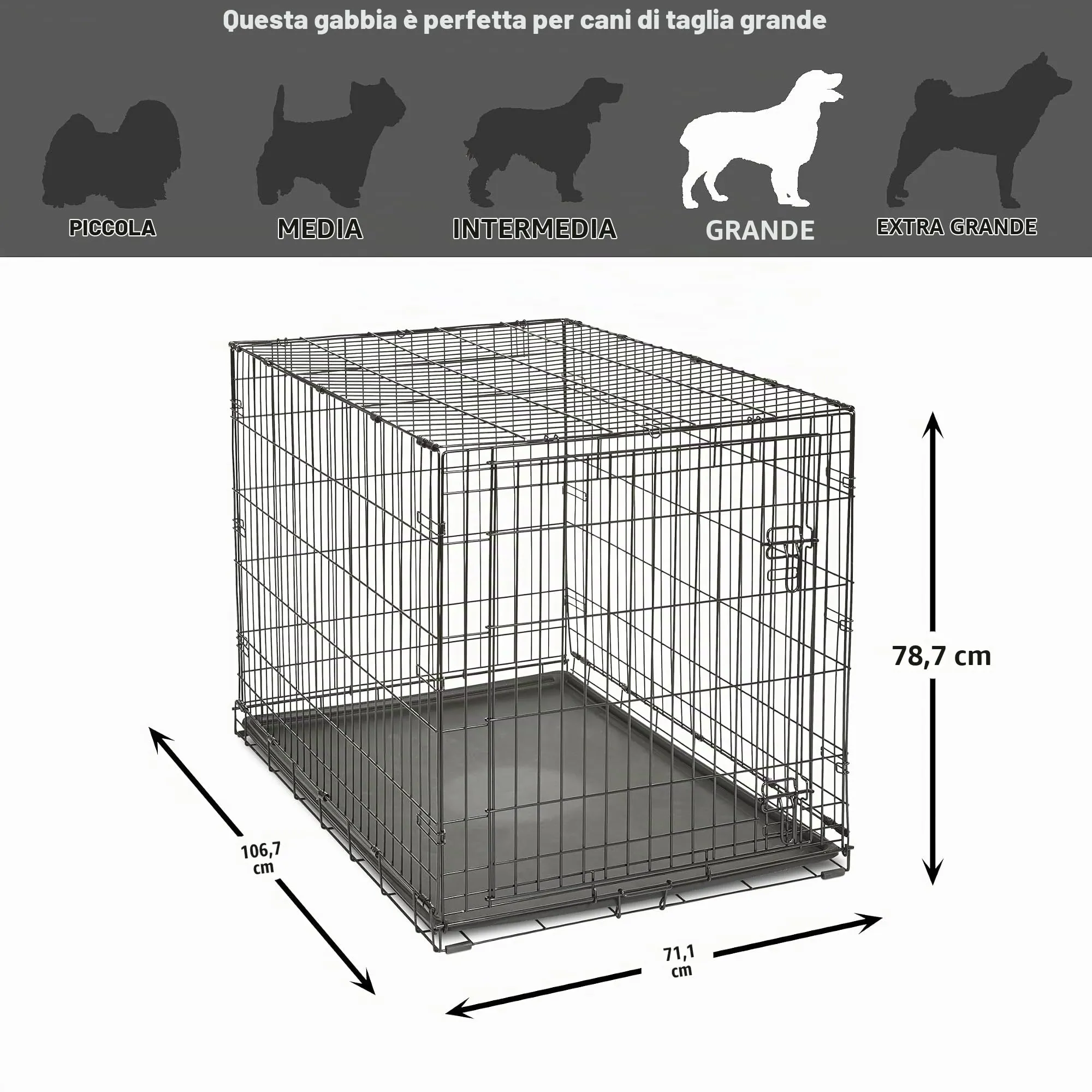 New World Gabbia per cani in metallo pieghevole, 106 cm, Nero - immagine 7
