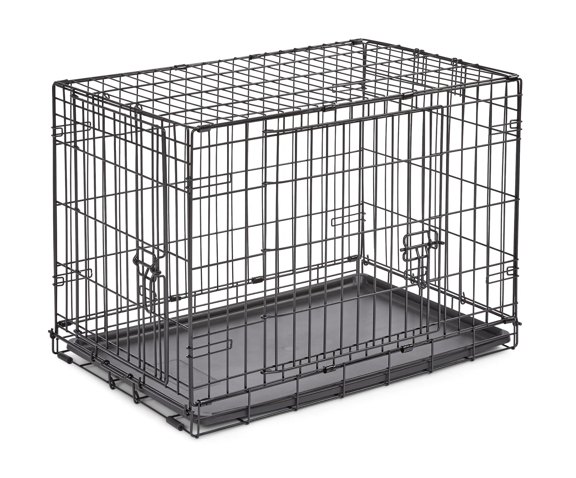 New World Gabbia per cani a doppia porta pieghevole in metallo, 76 cm, con vaschetta a prova di perdite, per razze di taglia media - immagine 1