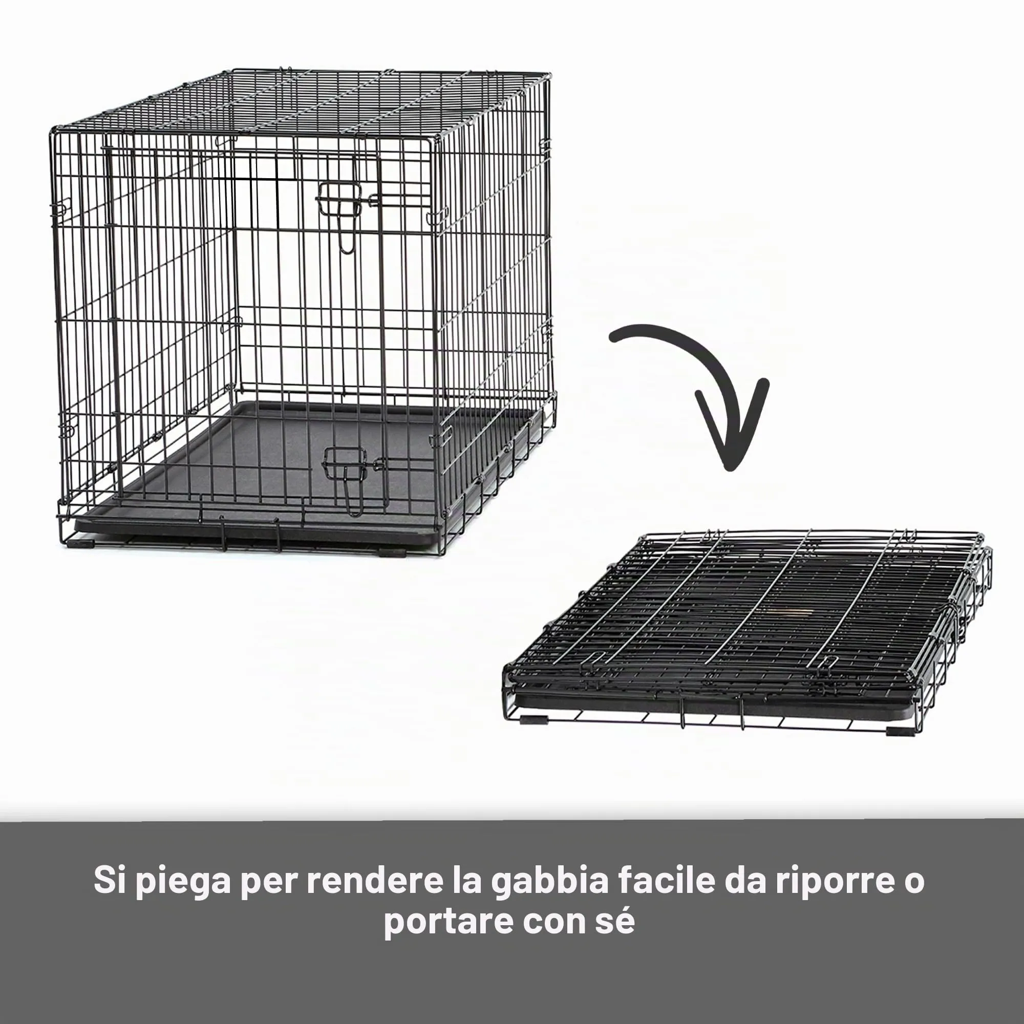 New World Gabbia per cani a doppia porta pieghevole in metallo, 76 cm, con vaschetta a prova di perdite, per razze di taglia media - immagine 5