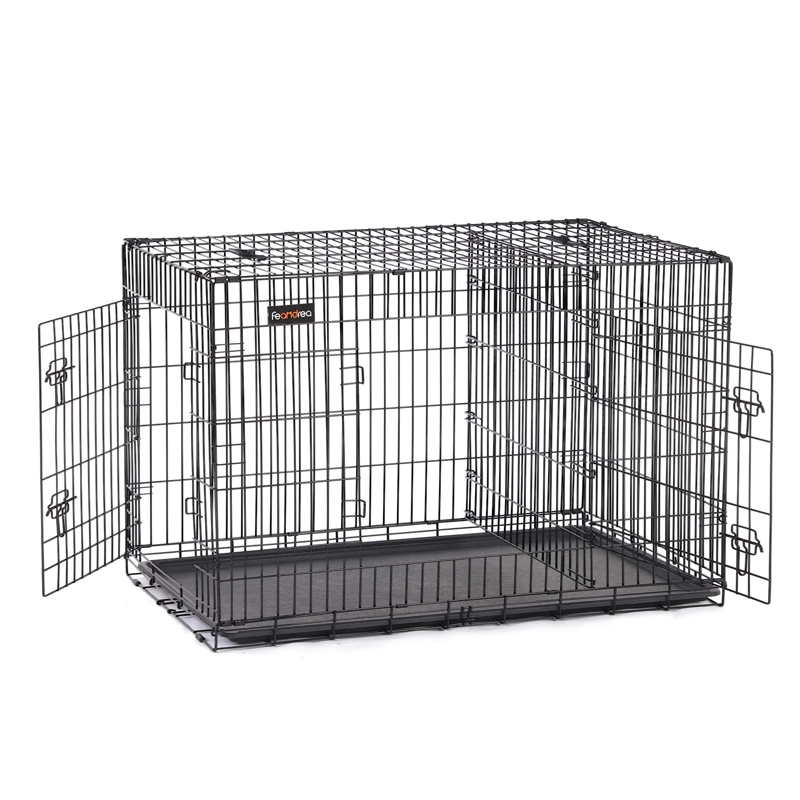 Feandrea Gabbia per Cani Pieghevole con 2 Porte, Divisorio e Vassoio Rimovibile, 122 x 74,5 x 80,5 cm, XXL, Nero PPD48BK - immagine 1