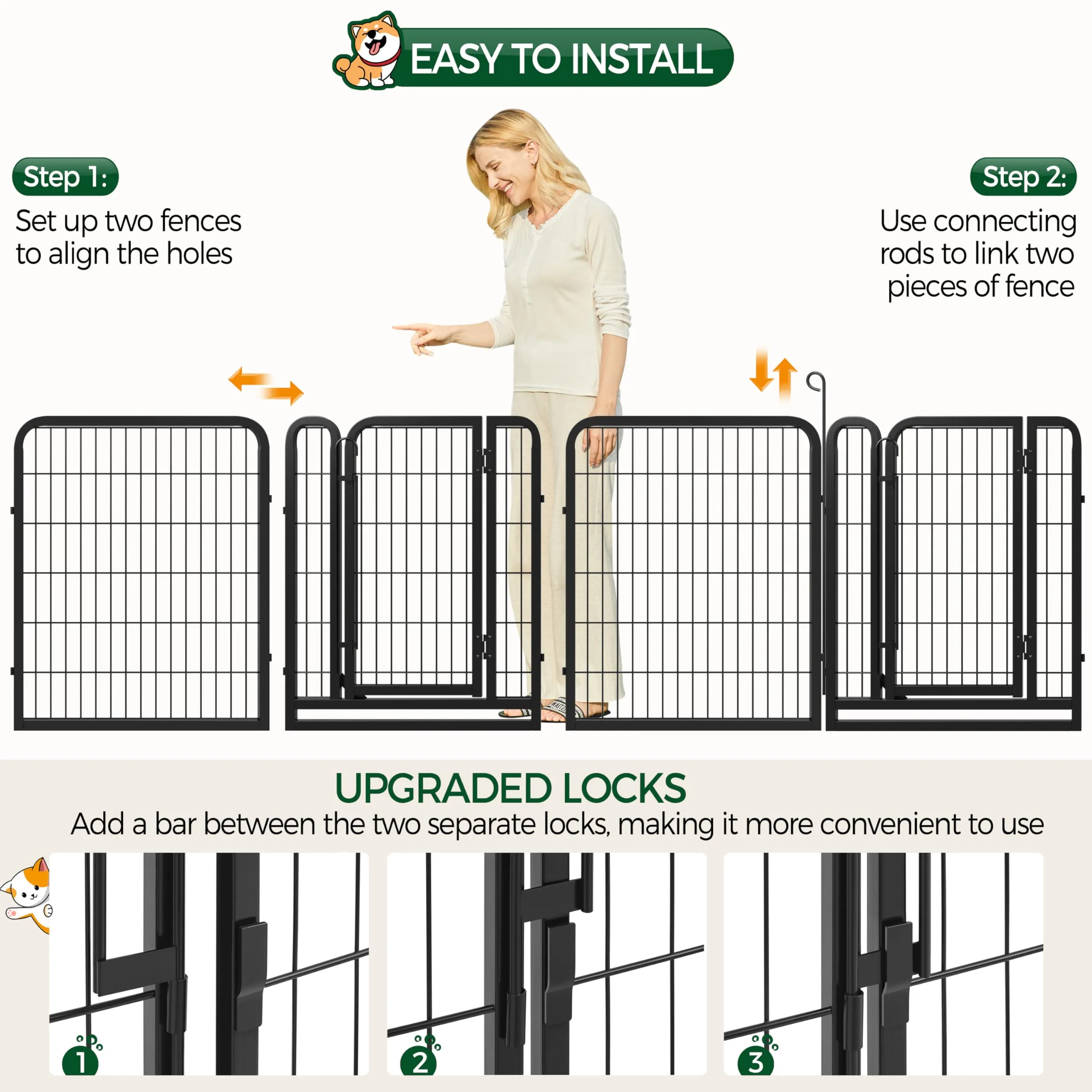 Yaheetech Recinto per Cani Cuccioli Pieghevole e Portatile, 6 pz, 65 x 80 cm - immagine 5