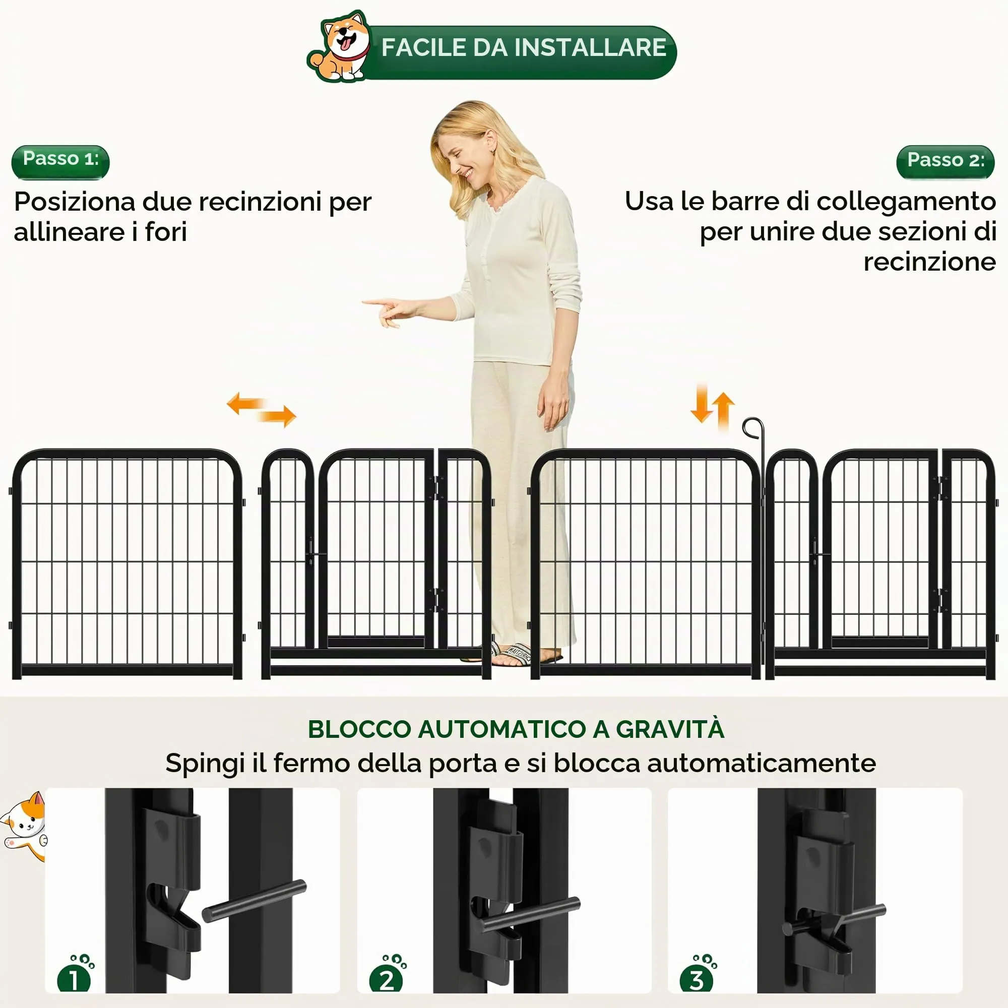Yaheetech Recinto per Cani Cuccioli Pieghevole e Portatile, 16 pz, 63 x 63 cm - immagine 5