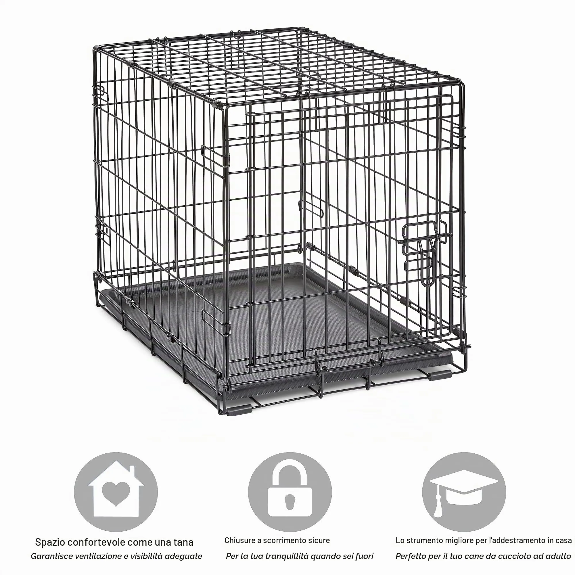 New World Gabbia per cani pieghevole in metallo, 61 cm, con vaschetta a prova di perdite, per cani di piccola taglia - immagine 3