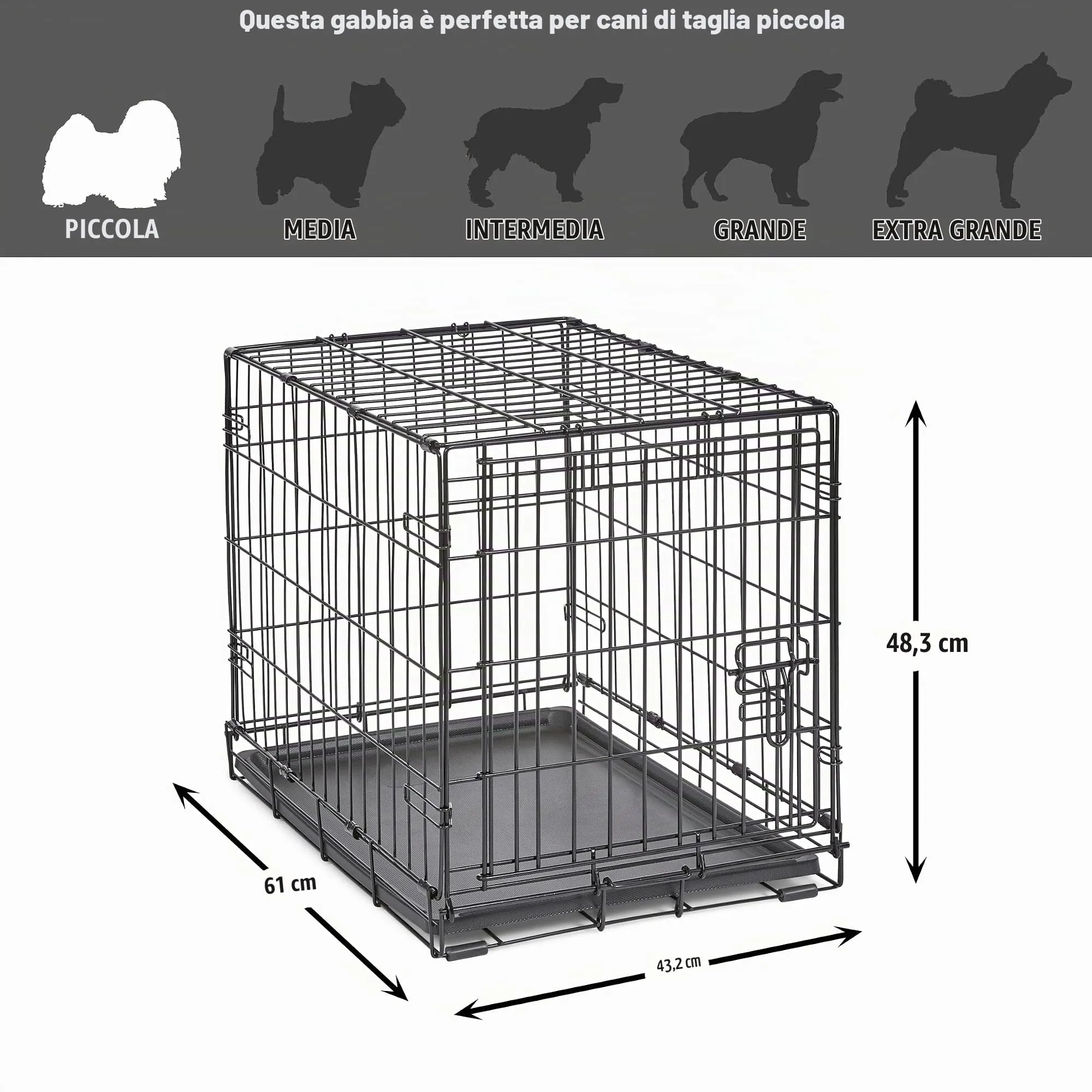 New World Gabbia per cani pieghevole in metallo, 61 cm, con vaschetta a prova di perdite, per cani di piccola taglia - immagine 7
