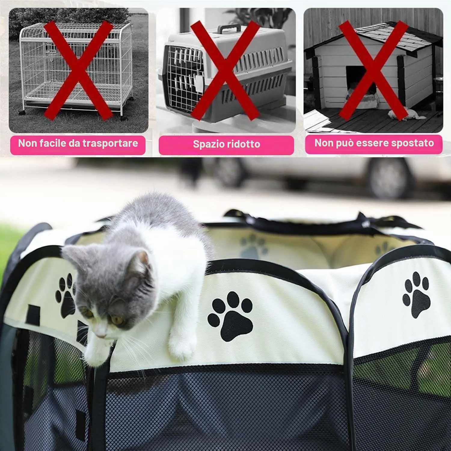 Exquilnova Parco Portatile per Cuccioli, Pieghevole in Tessuto Oxford Impermeabile, 74 x 74 x 43 cm, Marrone - immagine 6