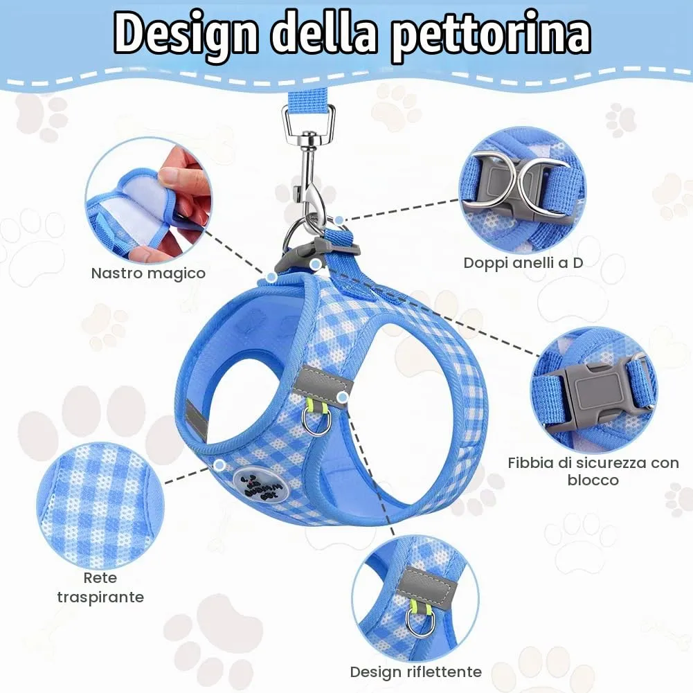 OFFCUP Set Imbracatura e Guinzaglio per Cani e Gatti, Traspirante e Riflettente, Blu, Taglia M - immagine 3