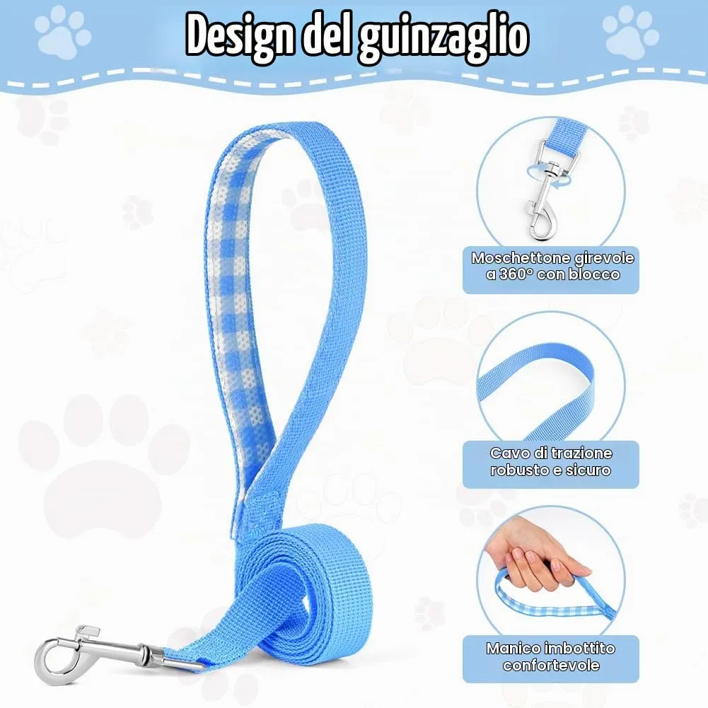 OFFCUP Set Pettorina e Guinzaglio Traspirante per Cani e Gatti, Taglia S, Blu - immagine 4