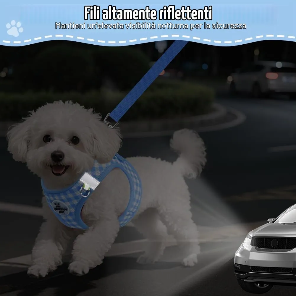 OFFCUP Set Pettorina e Guinzaglio Traspirante per Cani e Gatti, Taglia S, Blu - immagine 5