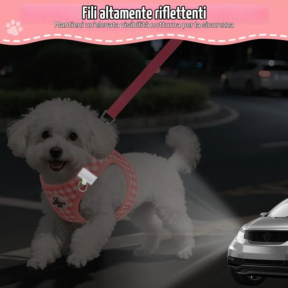 OFFCUP Set Imbracatura e Guinzaglio Traspirante per Cani e Gatti, Taglia L, Rosa - immagine 5