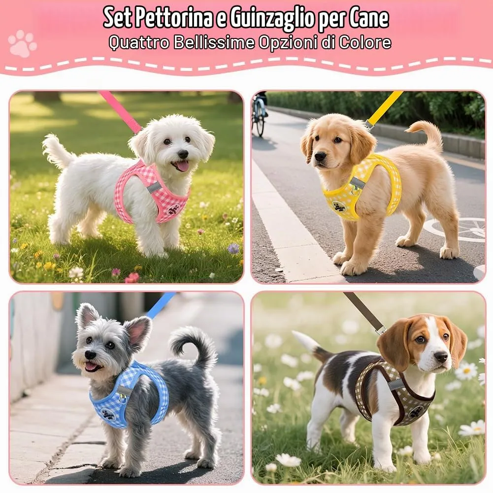 OFFCUP Set Imbracatura e Guinzaglio Traspirante per Cani e Gatti, Taglia L, Rosa - immagine 7