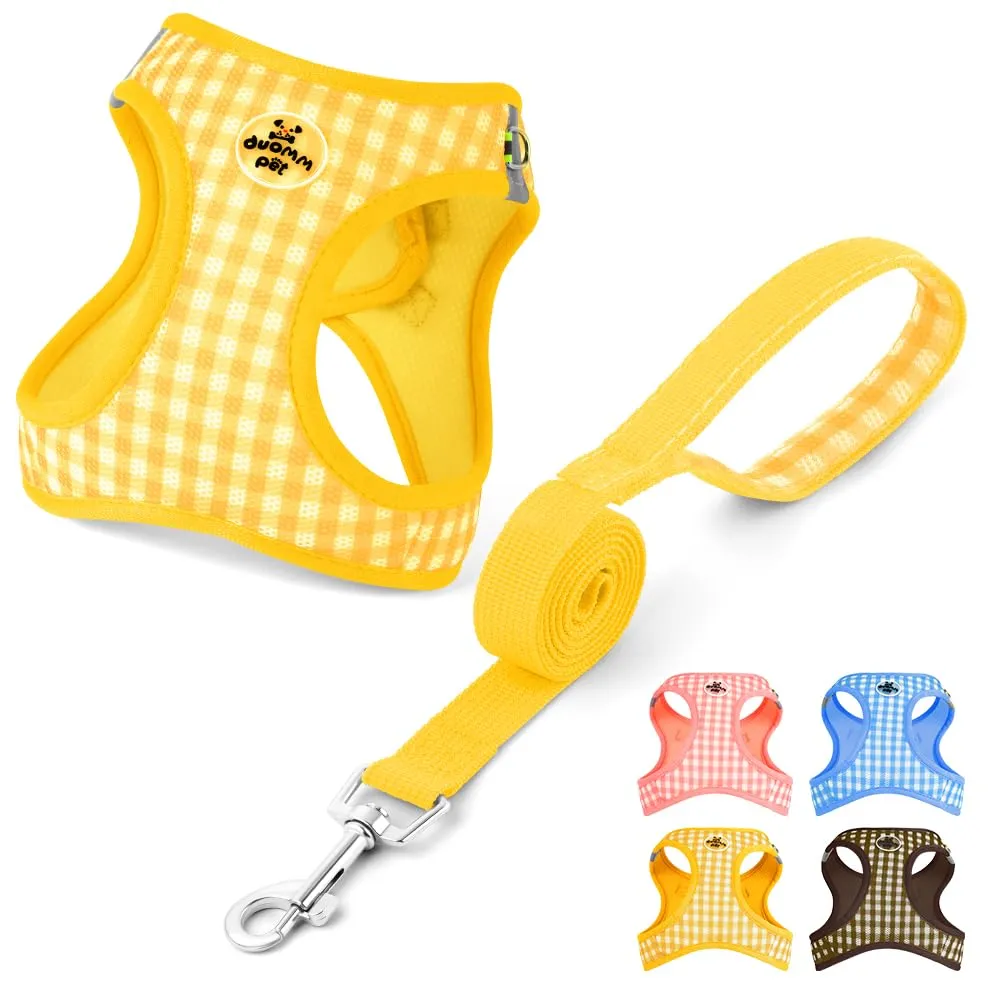 OFFCUP Set Imbracatura e Guinzaglio Traspirante per Cani e Gatti, Taglia L, Giallo - immagine 1