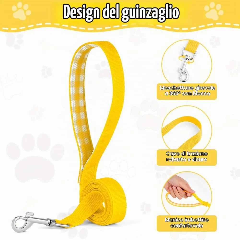OFFCUP Set Imbracatura e Guinzaglio Traspirante per Cani e Gatti, Taglia L, Giallo - immagine 4