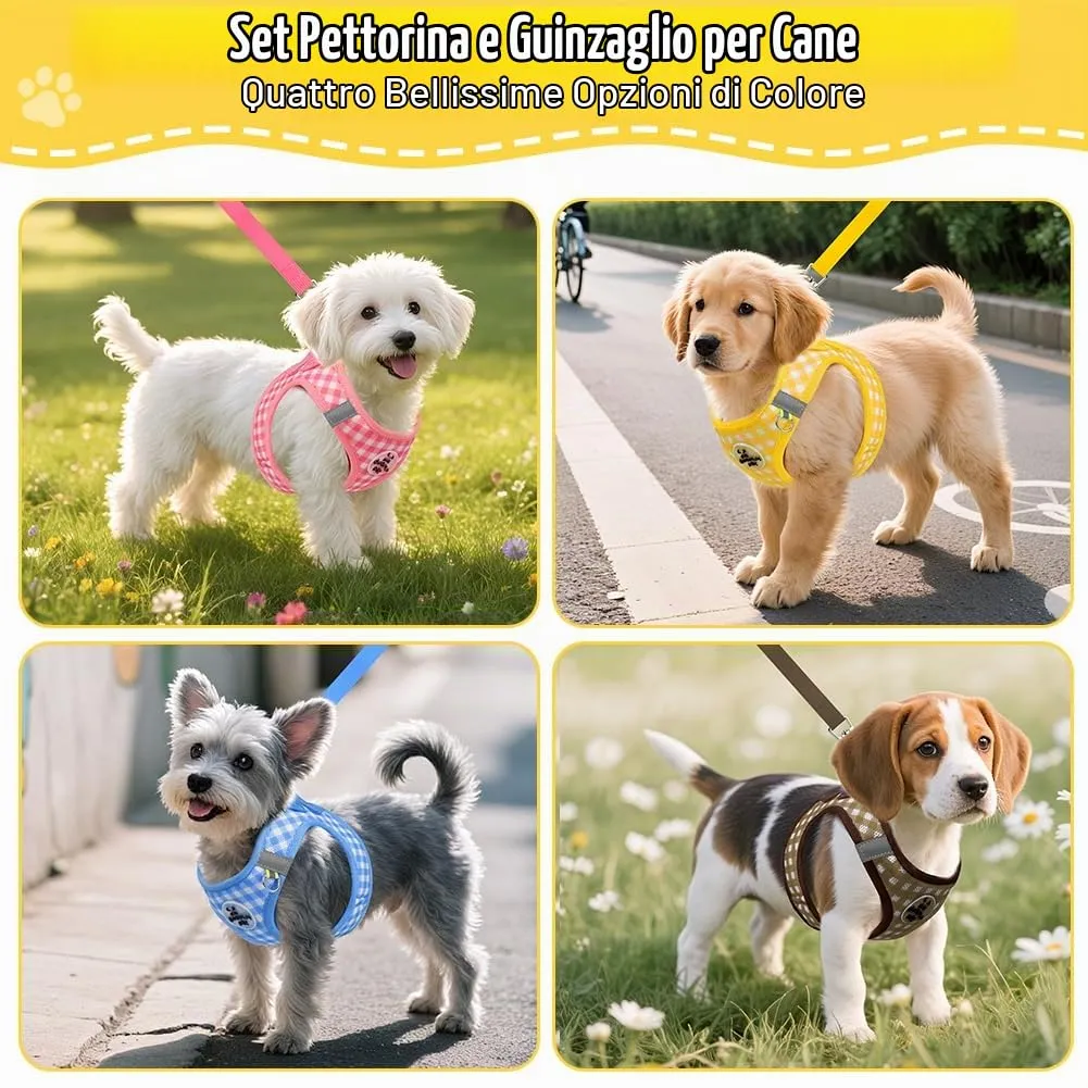 OFFCUP Set Imbracatura e Guinzaglio Traspirante per Cani e Gatti, Taglia L, Giallo - immagine 7
