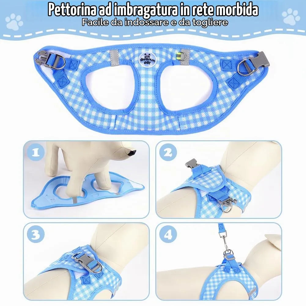 OFFCUP Set Imbracatura e Guinzaglio Traspirante per Cani e Gatti, Blu, Taglia L - immagine 6