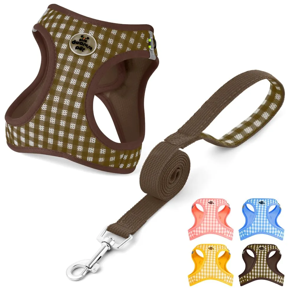 OFFCUP Set Imbracatura e Guinzaglio Traspirante per Cani e Gatti, Taglia XS, Marrone - immagine 1