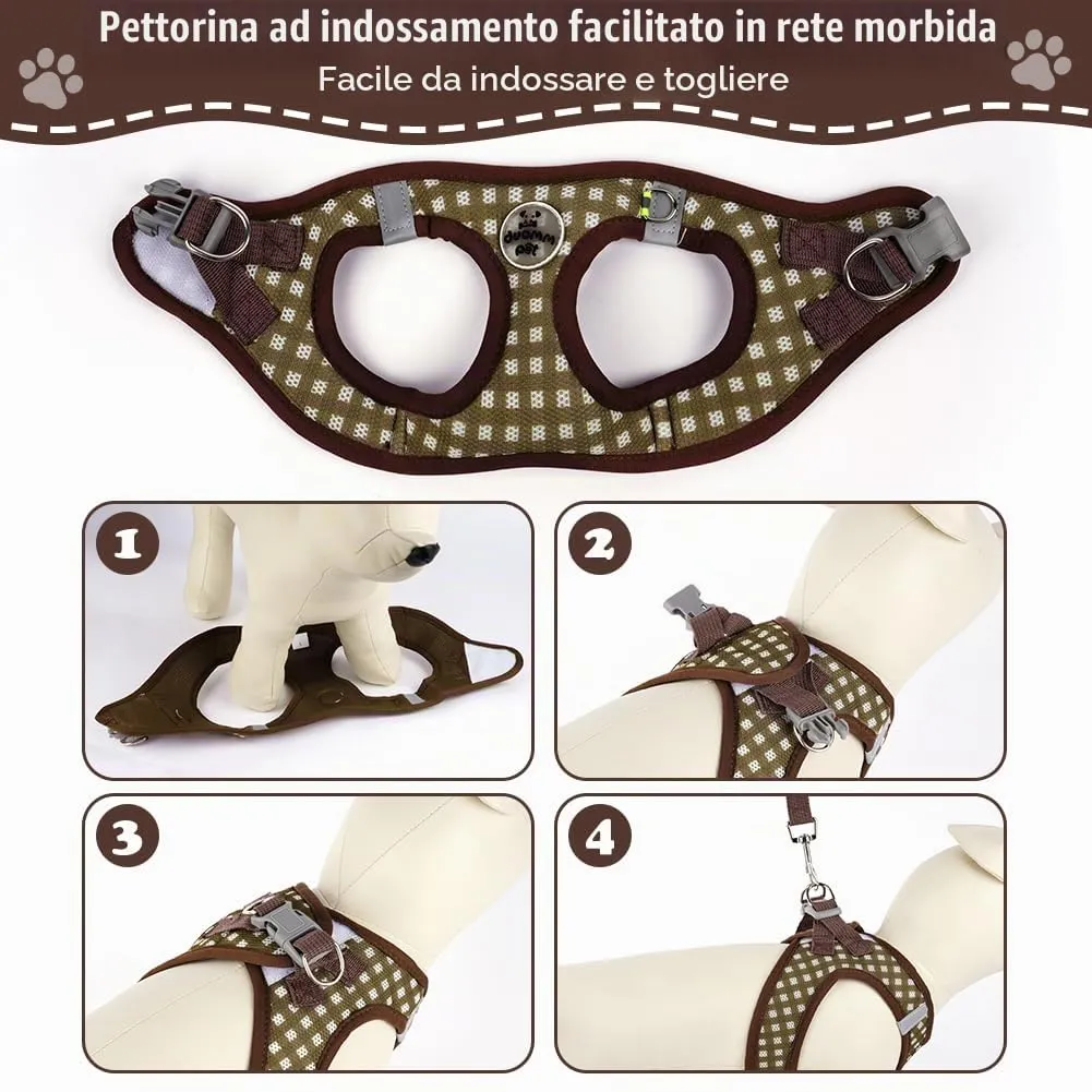 OFFCUP Set Imbracatura e Guinzaglio Traspirante per Cani e Gatti, Taglia M, Marrone - immagine 6