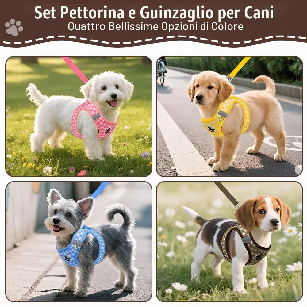 OFFCUP Set Imbracatura e Guinzaglio Traspirante per Cani e Gatti, Taglia M, Marrone - immagine 7