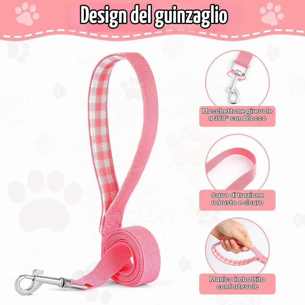 OFFCUP Pettorina e Guinzaglio per Cani e Gatti, Traspirante e Riflettente, Taglia M, Rosa - immagine 4