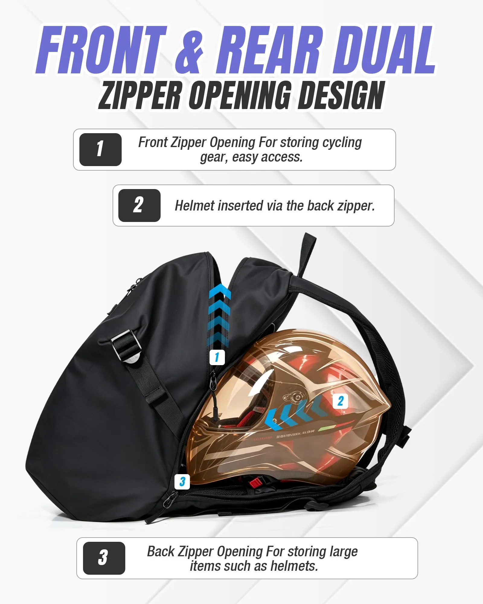 HYC00 Zaino Moto Impermeabile Riflettente per Casco, Nero - immagine 3