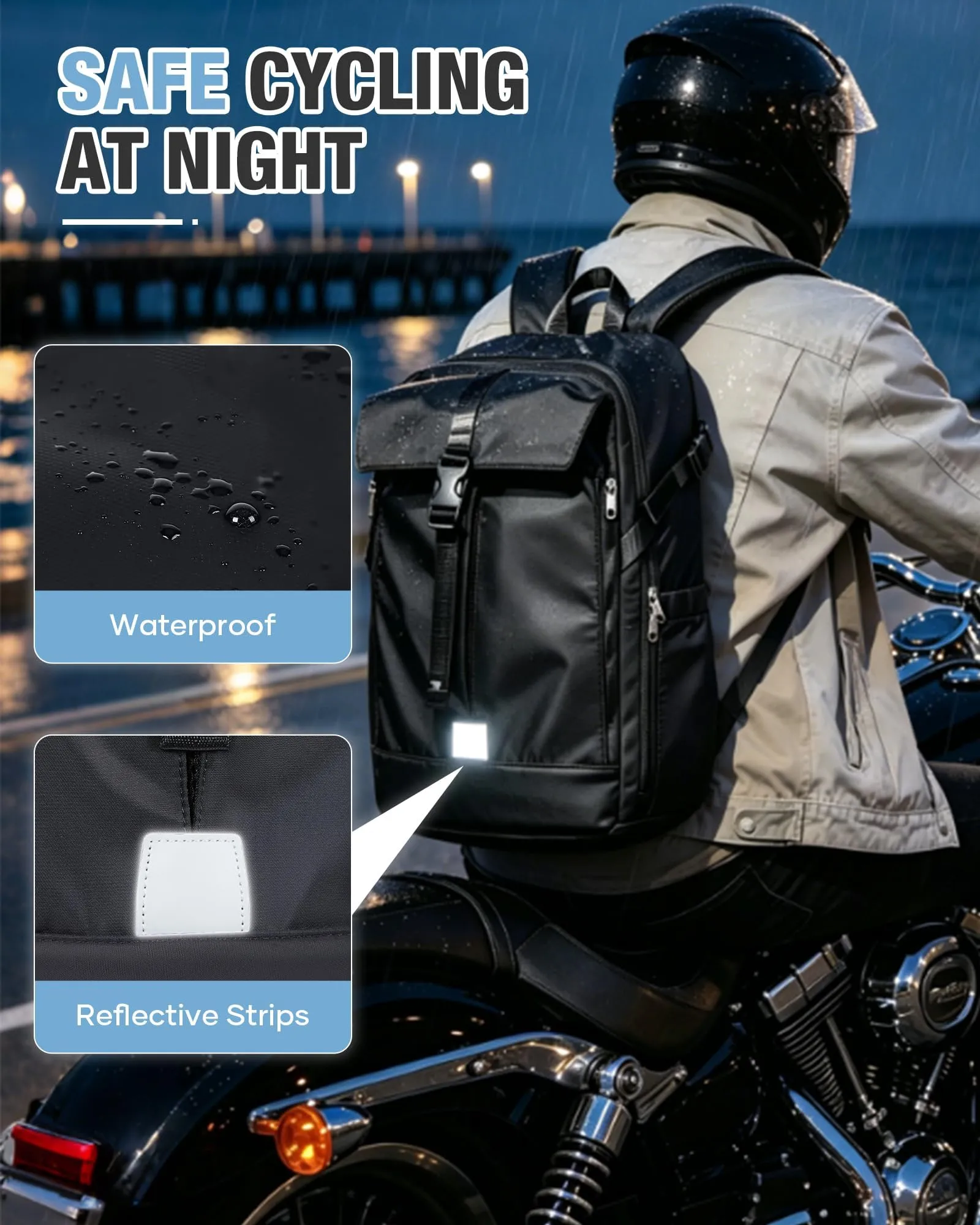 HYC00 Zaino Moto Impermeabile Espandibile per Uomo e Donna - immagine 5