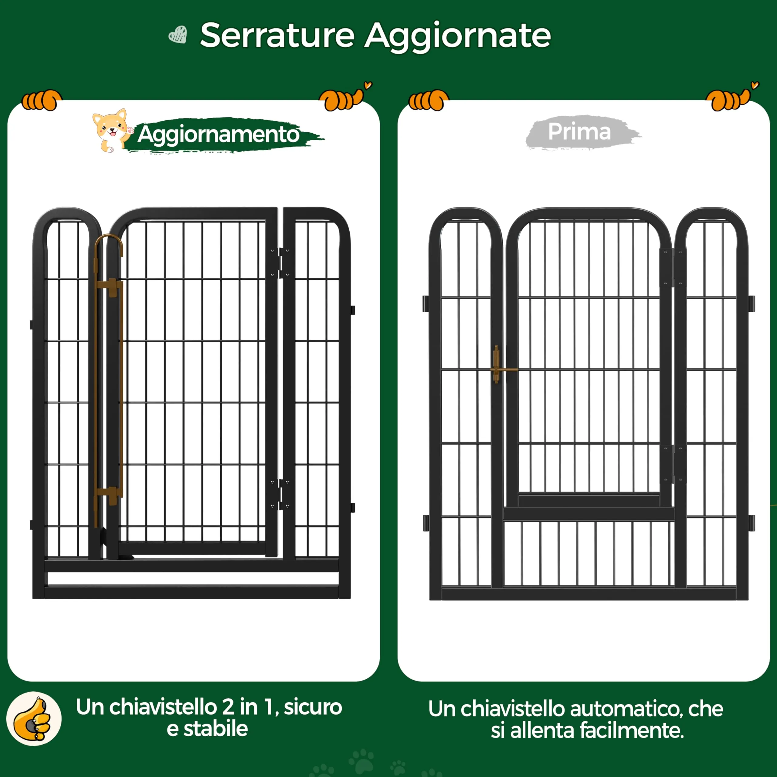 Yaheetech Recinto per Cani Cuccioli Pieghevole e Portatile, 8 pz, 65 x 80 cm - immagine 5