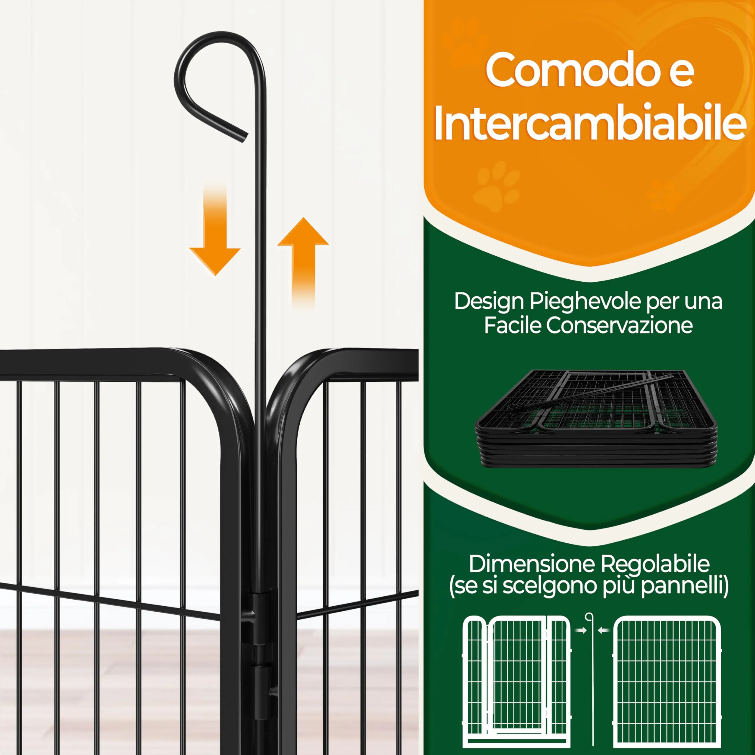 Yaheetech Recinto per Cani Cuccioli Pieghevole e Portatile, 8 pz, 65 x 80 cm - immagine 8