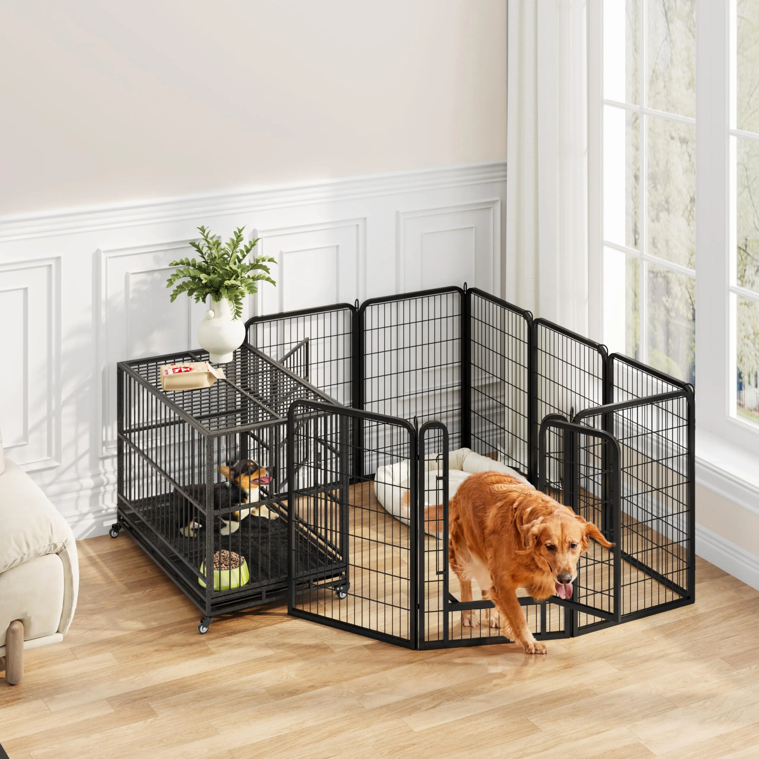 Yaheetech Recinto per Cani 8 Pannelli 68 x 100 cm, Nero - immagine 2