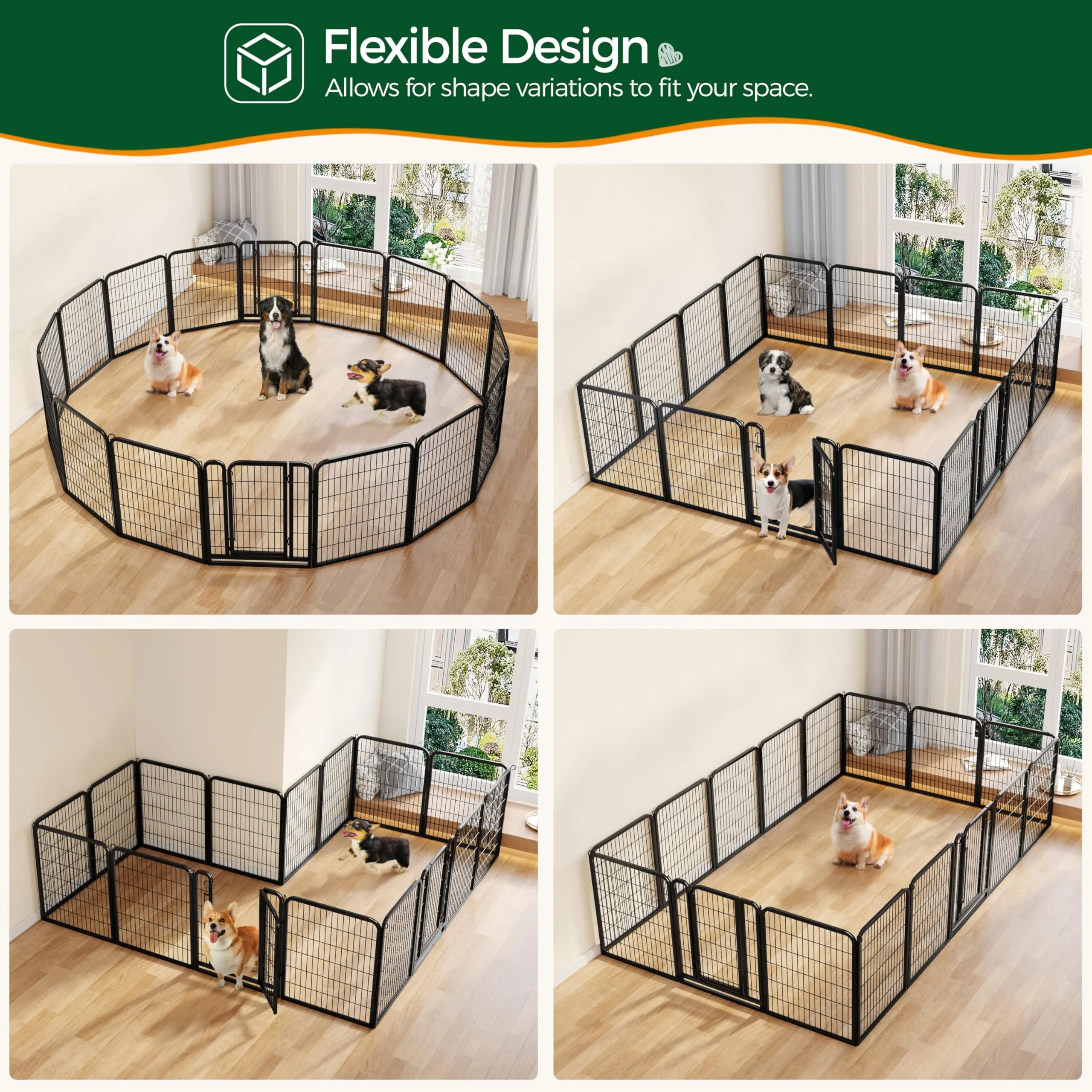 Yaheetech Recinto per Cani Cuccioli Pieghevole e Portatile, 16 pz, 65 x 80 cm - immagine 6