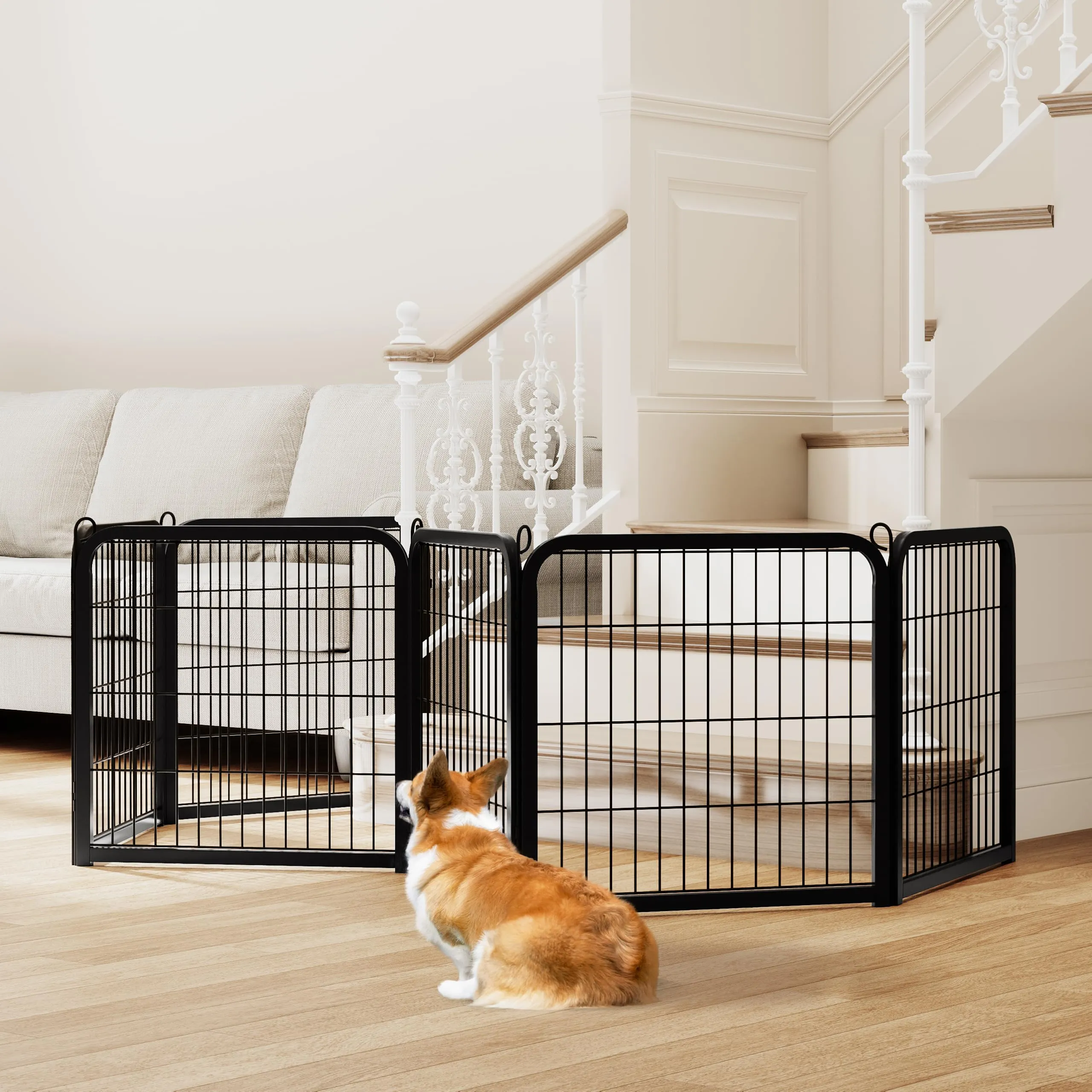 Yaheetech Recinto per Cani da Interno e Esterno, 6 pezzi, 63 x 63 cm, Nero - immagine 2