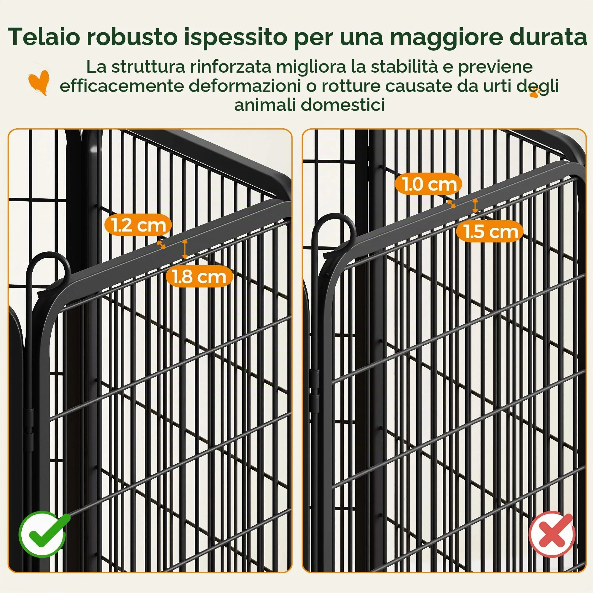 Yaheetech Recinto per Cani da Interno e Esterno, 6 pezzi, 63 x 63 cm, Nero - immagine 5