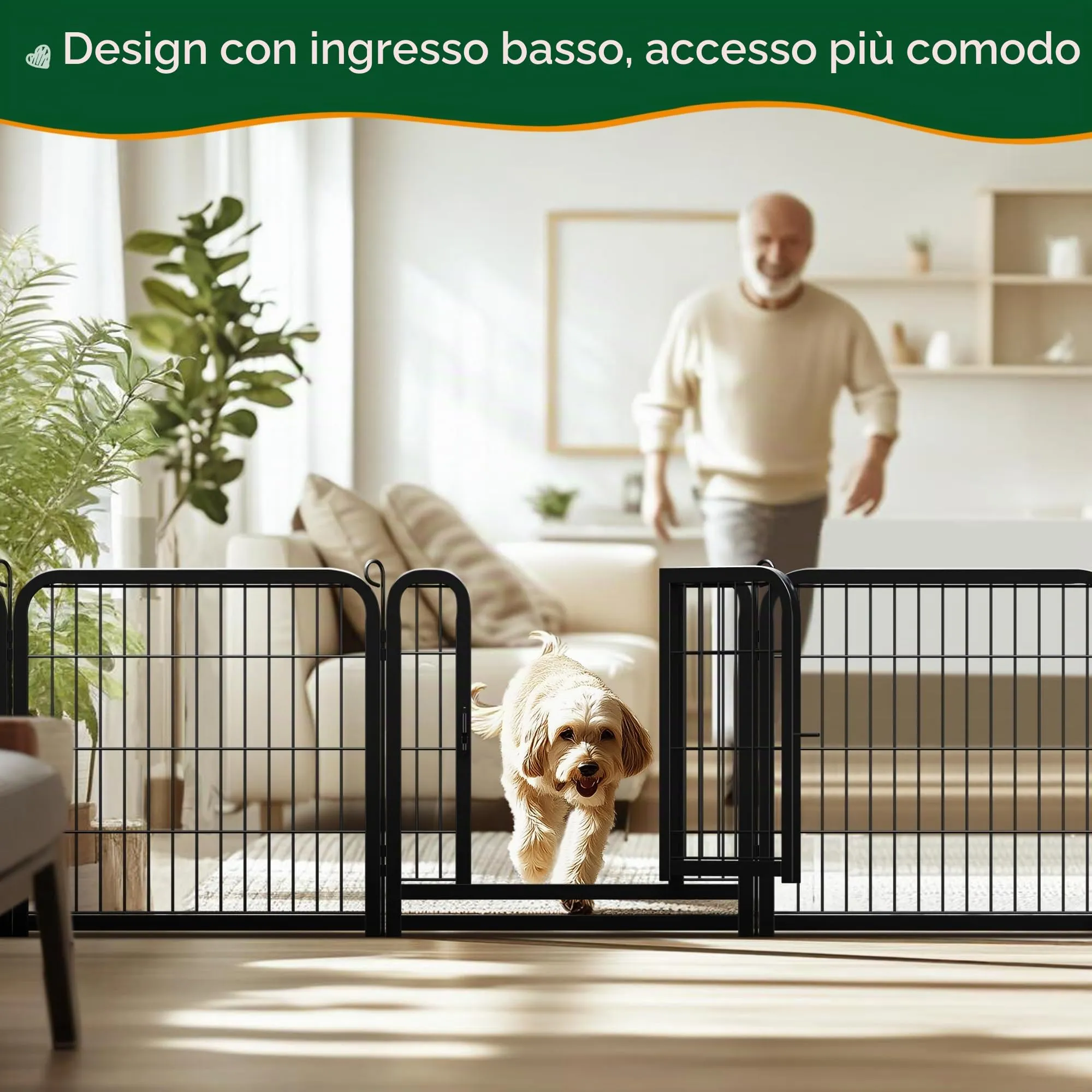 Yaheetech Recinto per Cani da Interno e Esterno, 6 pezzi, 63 x 63 cm, Nero - immagine 8