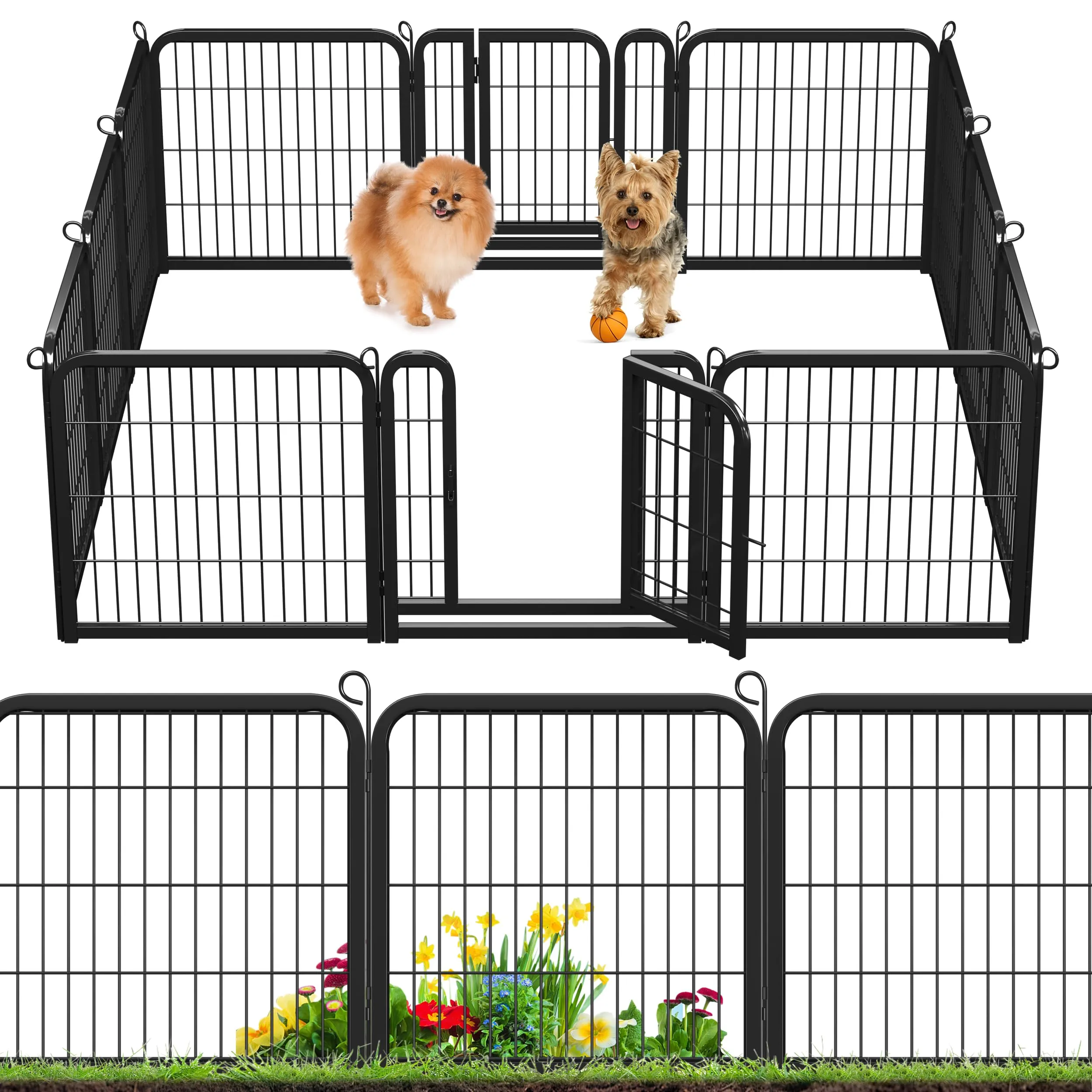 Yaheetech Recinto per Cani Cuccioli Pieghevole e Portatile, 12 Pezzi, 63 x 63 cm - immagine 9