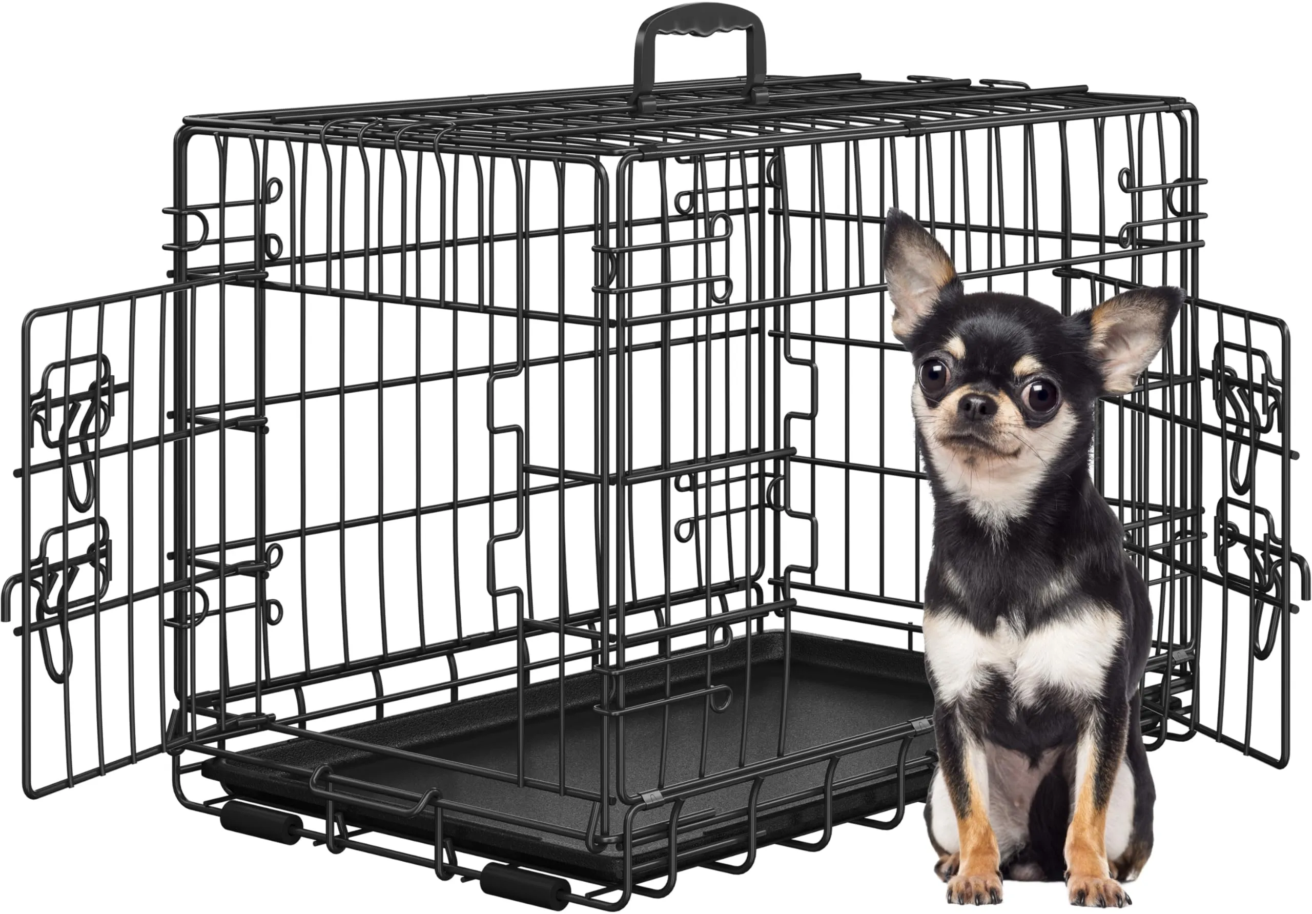 Yaheetech Gabbia Metallo per Cani Pieghevole 61,5 x 41,5 x 47 cm Nero - immagine 1