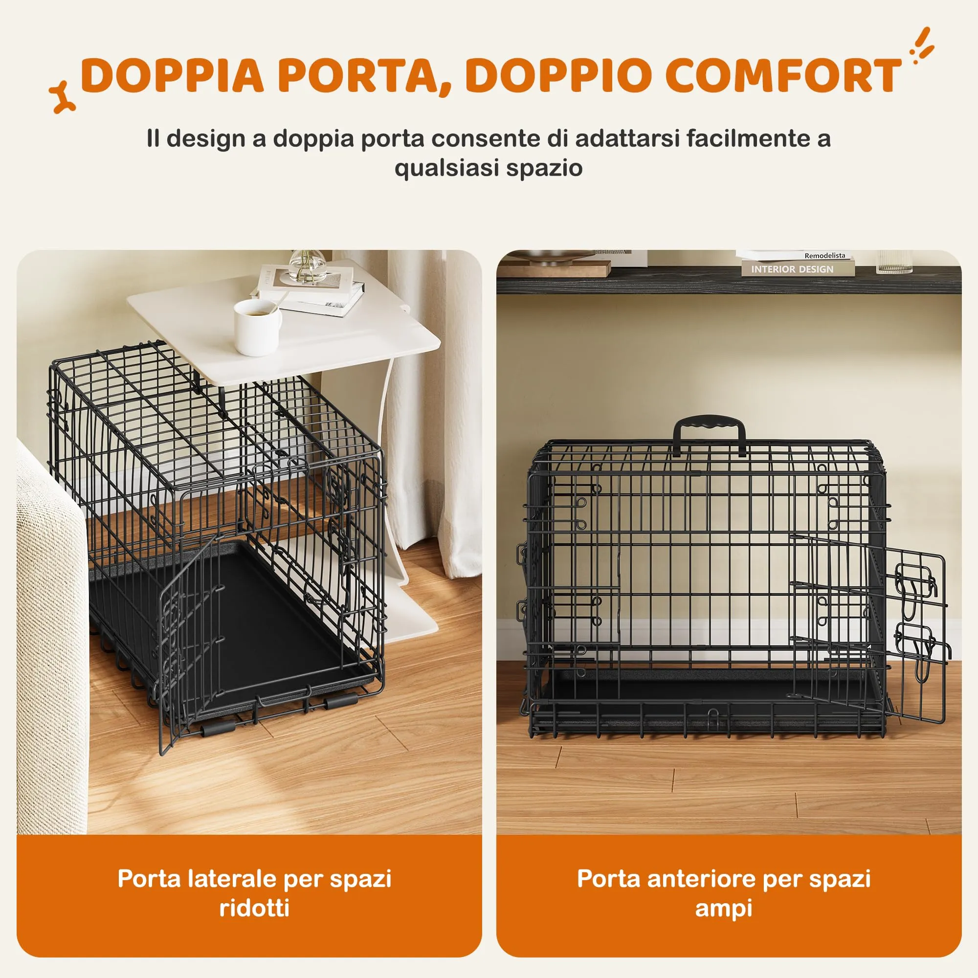 Yaheetech Gabbia Metallo per Cani Pieghevole 61,5 x 41,5 x 47 cm Nero - immagine 4