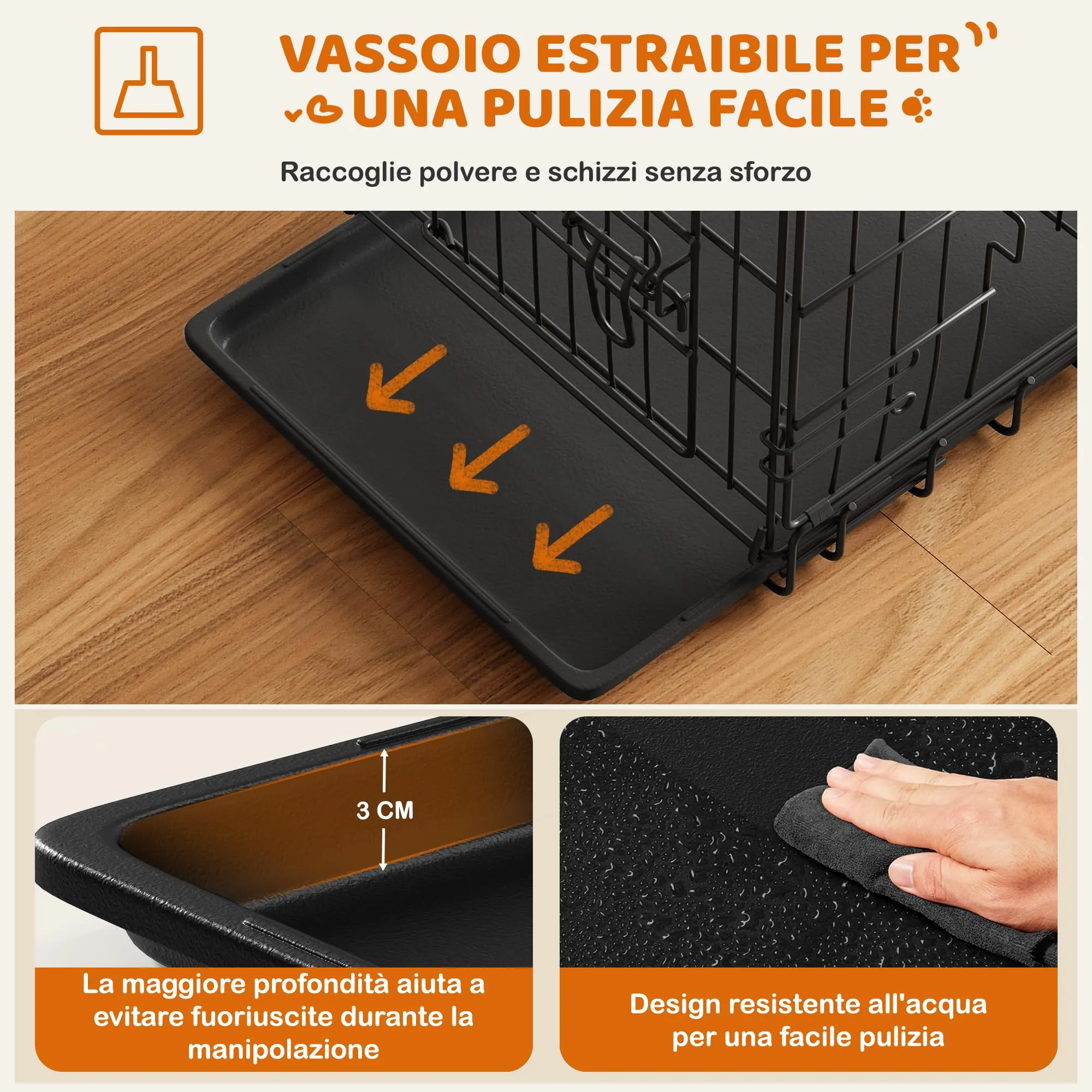 Yaheetech Gabbia Metallo per Cani Pieghevole 61,5 x 41,5 x 47 cm Nero - immagine 6