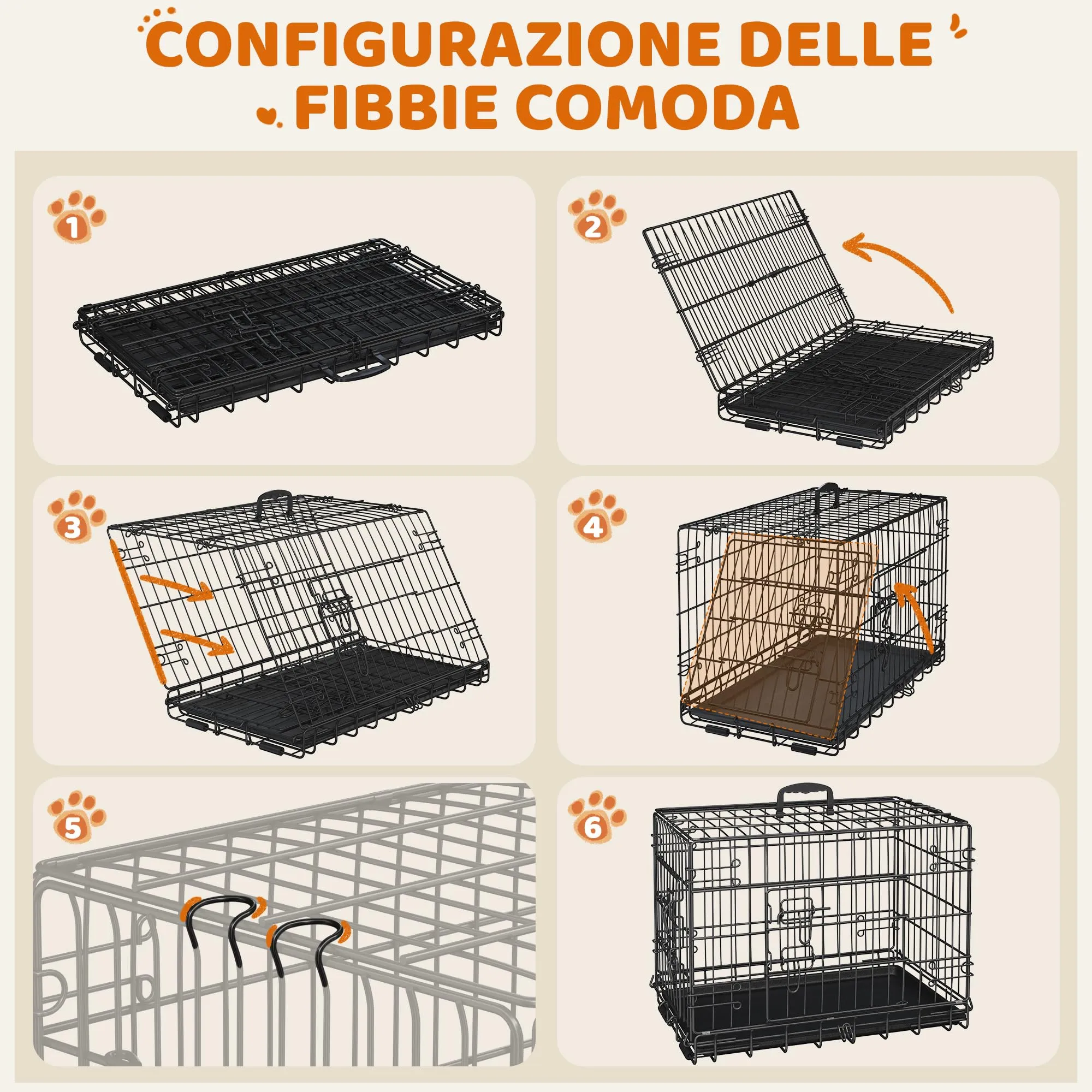 Yaheetech Gabbia Metallo per Cani Pieghevole 61,5 x 41,5 x 47 cm Nero - immagine 8