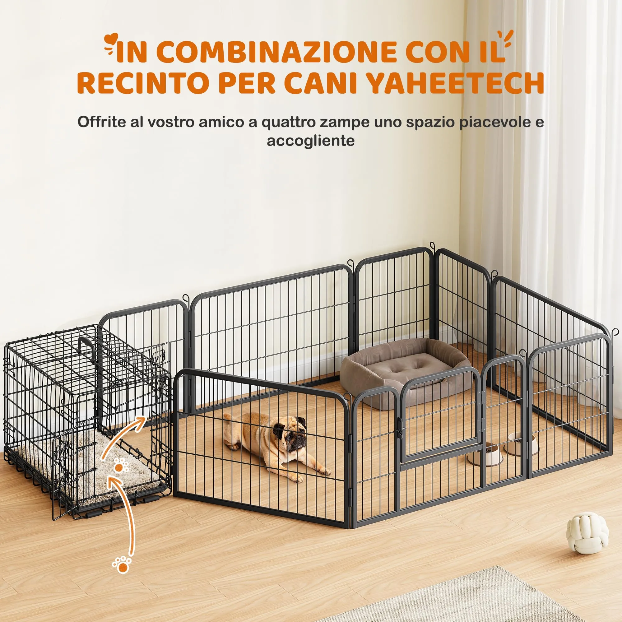 Yaheetech Gabbia Metallo per Cani Pieghevole 61,5 x 41,5 x 47 cm Nero - immagine 9