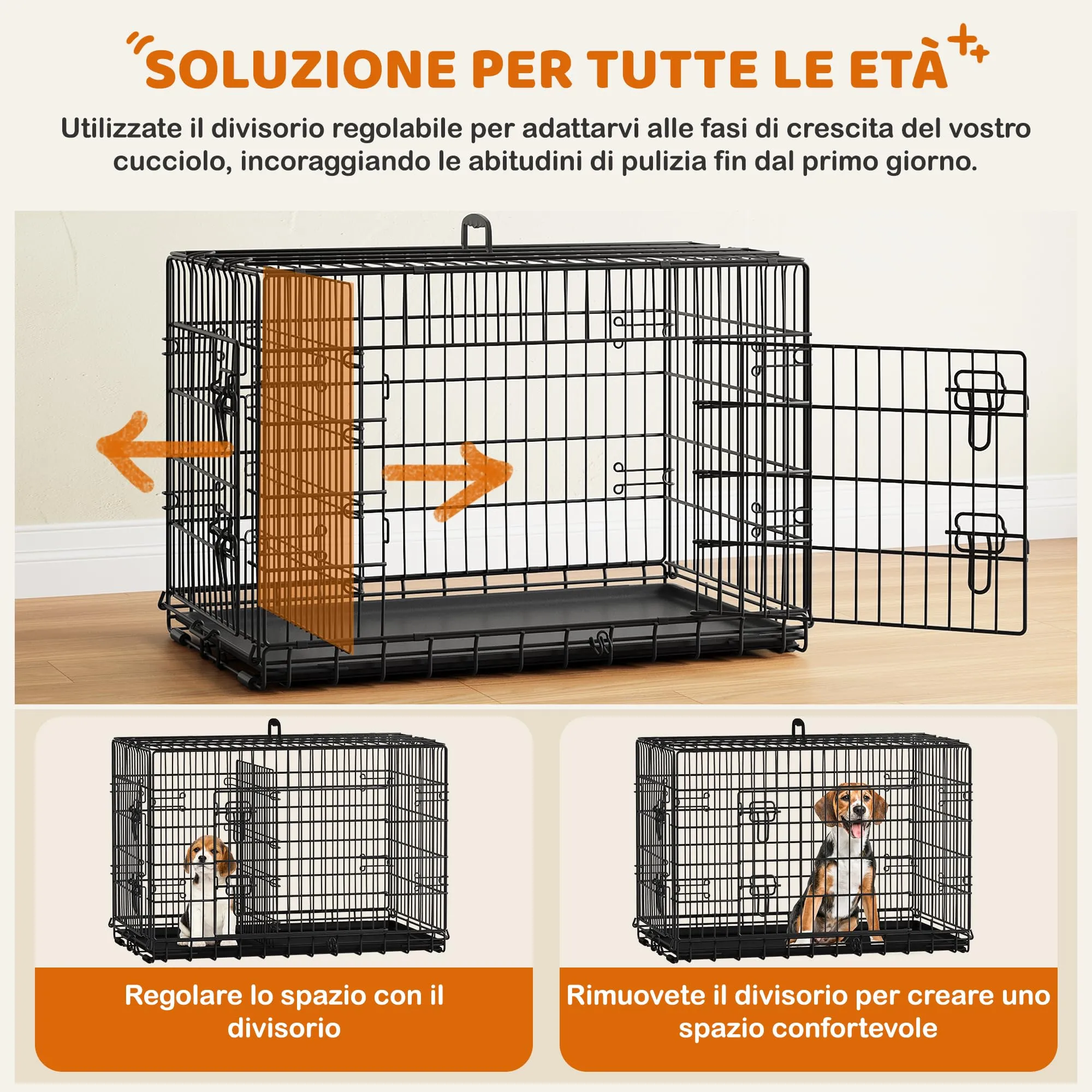 Yaheetech Gabbia Metallo per Cani Pieghevole 92 x 56,5 x 63 cm Nero - immagine 4