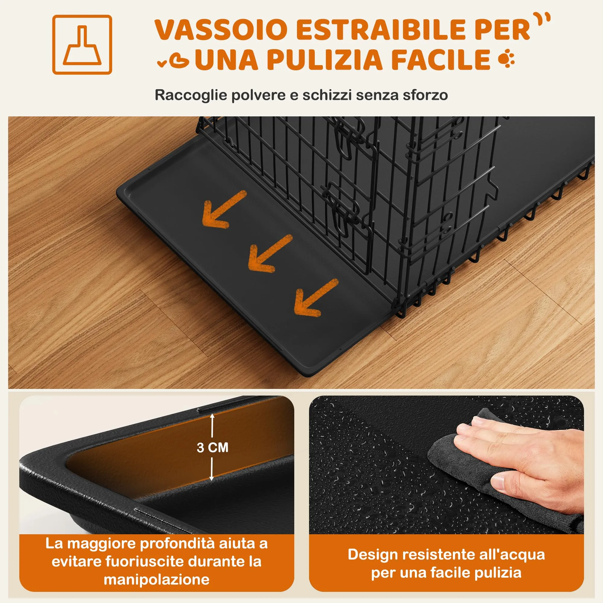 Yaheetech Gabbia Metallo per Cani Pieghevole 92 x 56,5 x 63 cm Nero - immagine 5