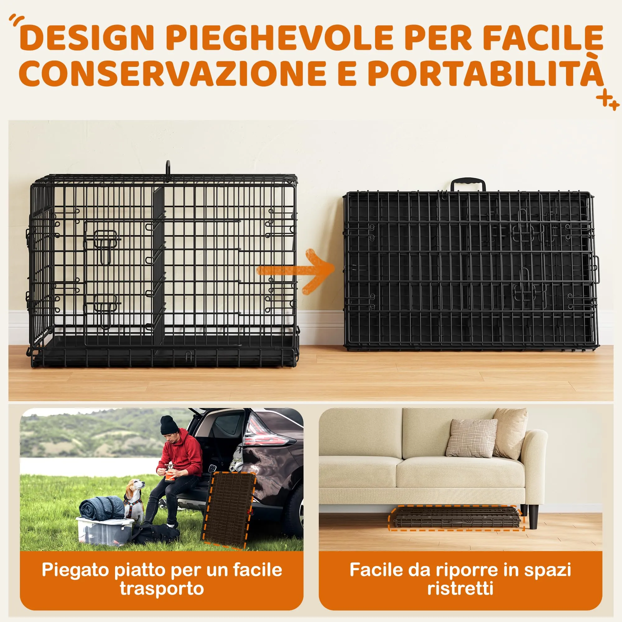 Yaheetech Gabbia Metallo per Cani Pieghevole 92 x 56,5 x 63 cm Nero - immagine 8