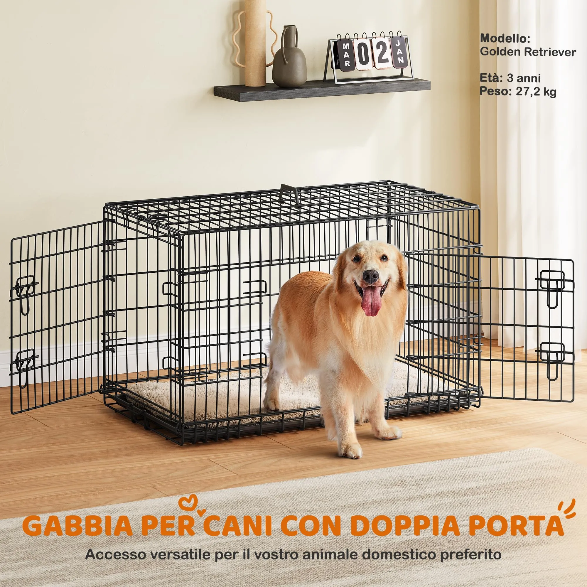 Yaheetech Gabbia Metallo per Cani Pieghevole 107 × 66 × 74,5 cm Nero - immagine 2