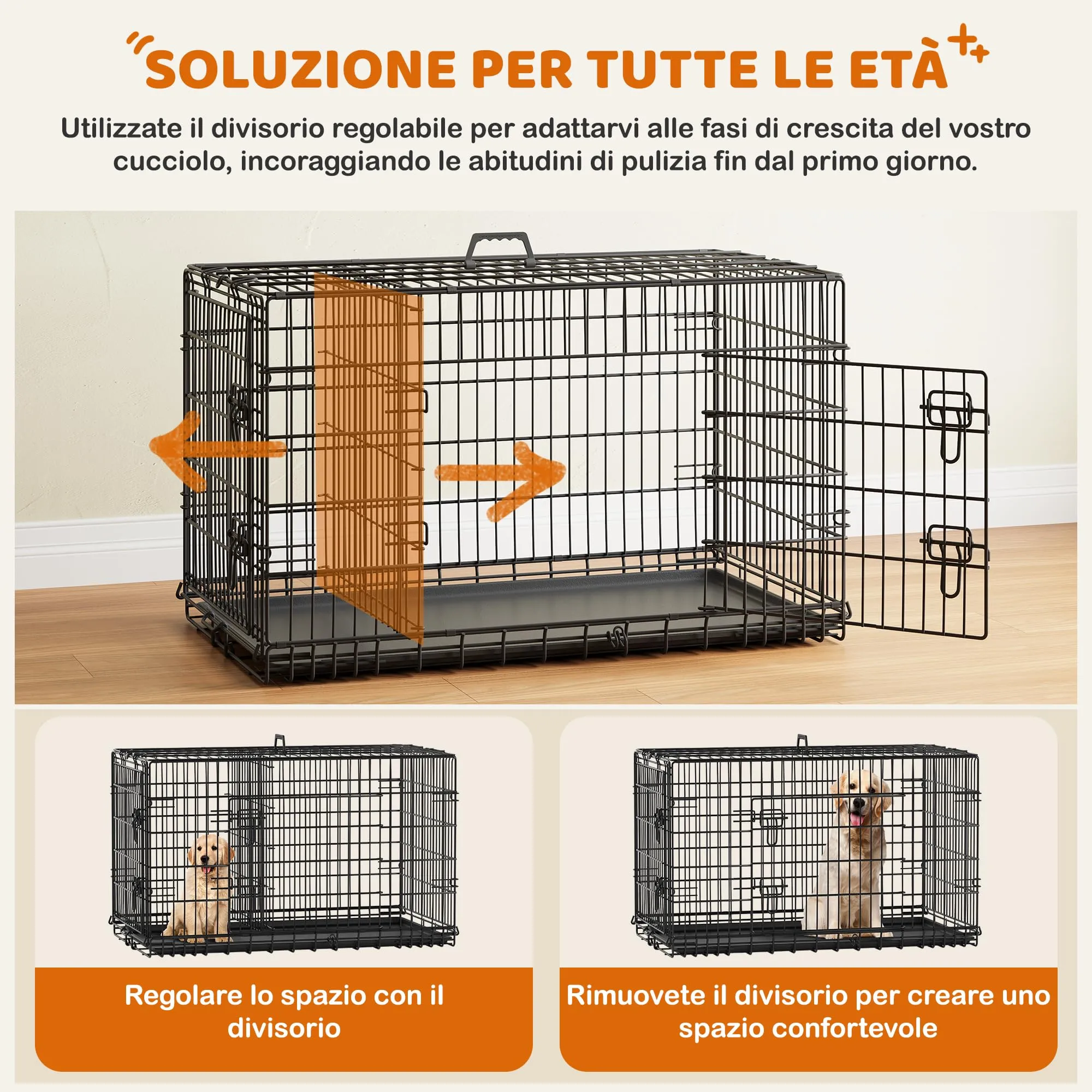 Yaheetech Gabbia Metallo per Cani Pieghevole 107 × 66 × 74,5 cm Nero - immagine 3