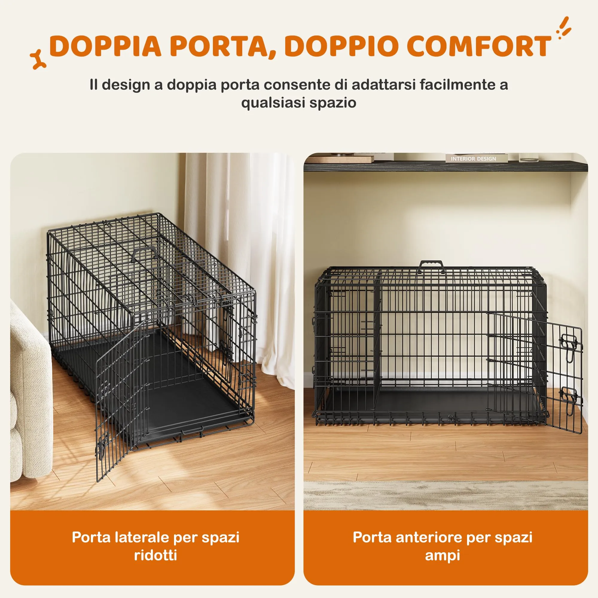 Yaheetech Gabbia Metallo per Cani Pieghevole 107 × 66 × 74,5 cm Nero - immagine 4