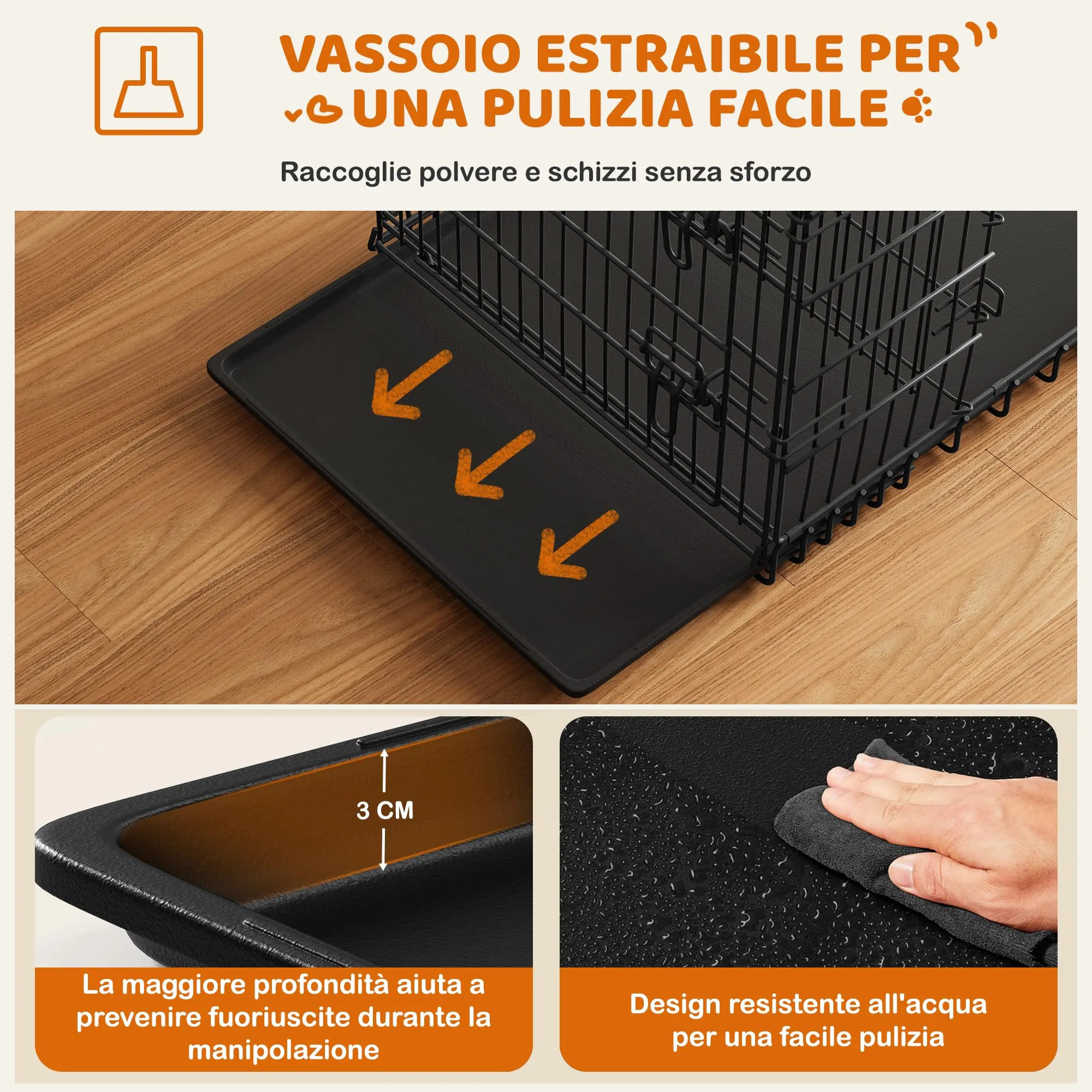 Yaheetech Gabbia Metallo per Cani Pieghevole 107 × 66 × 74,5 cm Nero - immagine 5