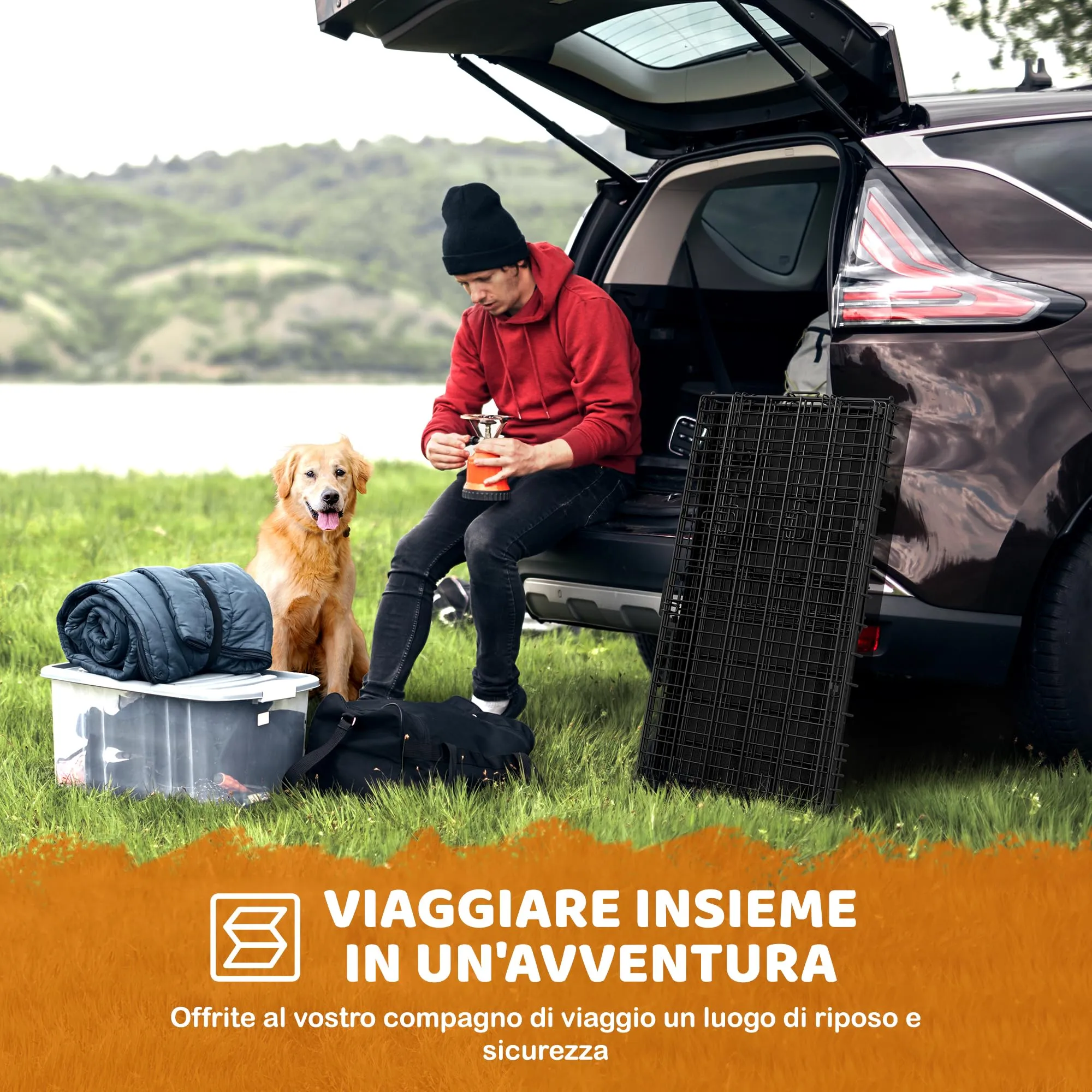 Yaheetech Gabbia Metallo per Cani Pieghevole 107 × 66 × 74,5 cm Nero - immagine 6