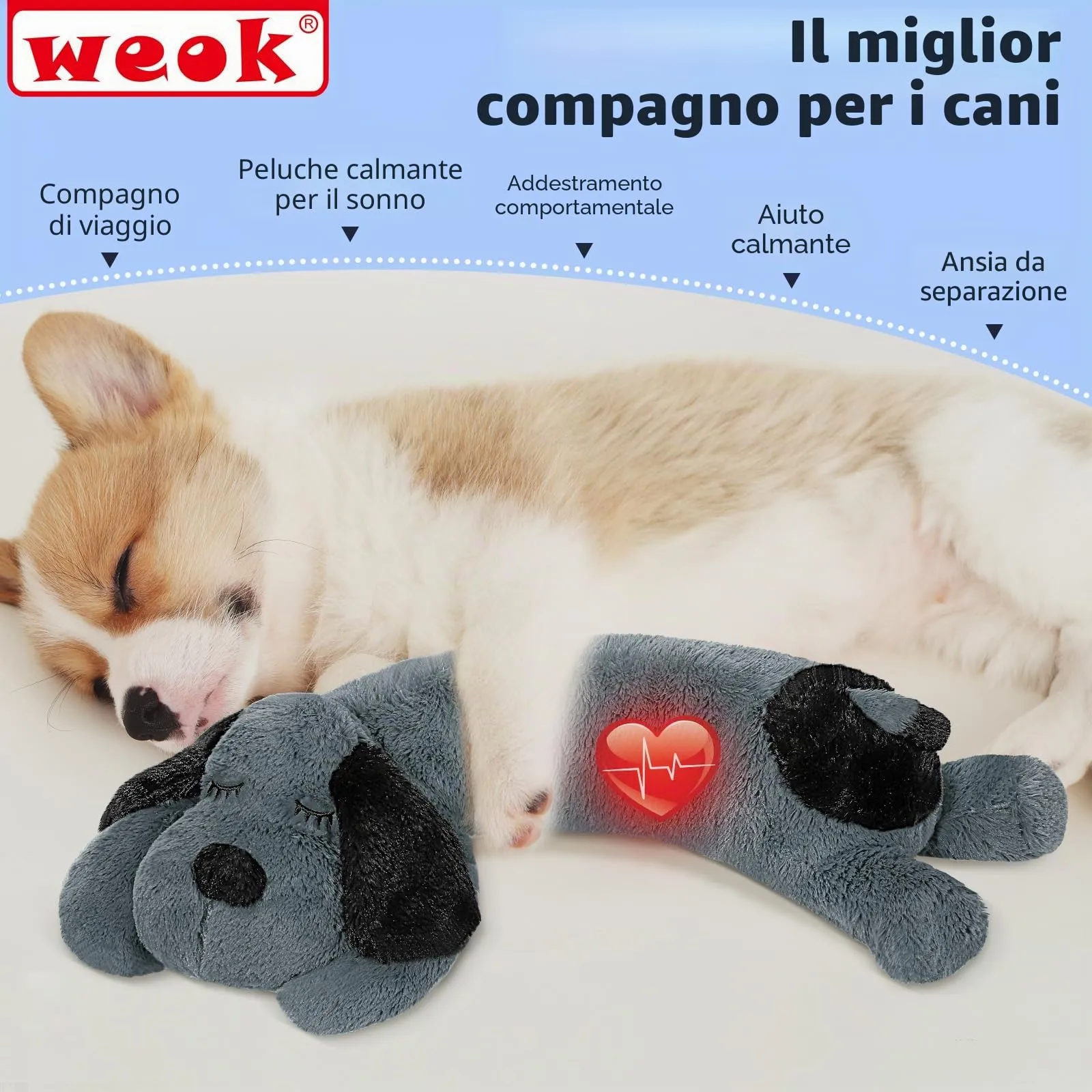WEOK Heartbeat Puppy for Dogs and Cats Anxiety Relief Calming Toy - immagine 2