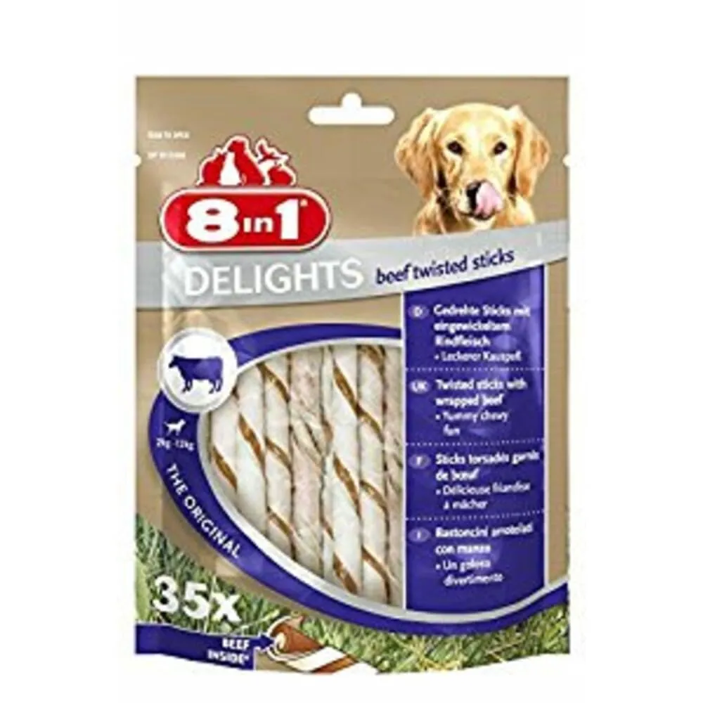 8in1 Delights Beef Twisted Sticks - 35 Pezzi - immagine 1