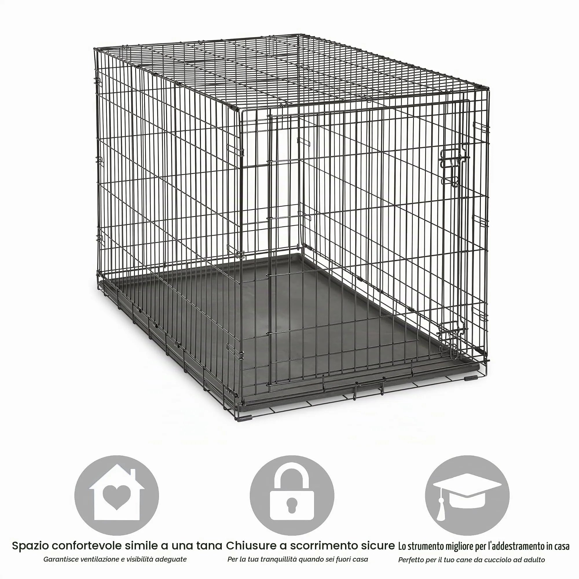 New World Gabbia per cani in metallo pieghevole, 122 cm, con vaschetta a prova di perdite, taglia XL - immagine 3