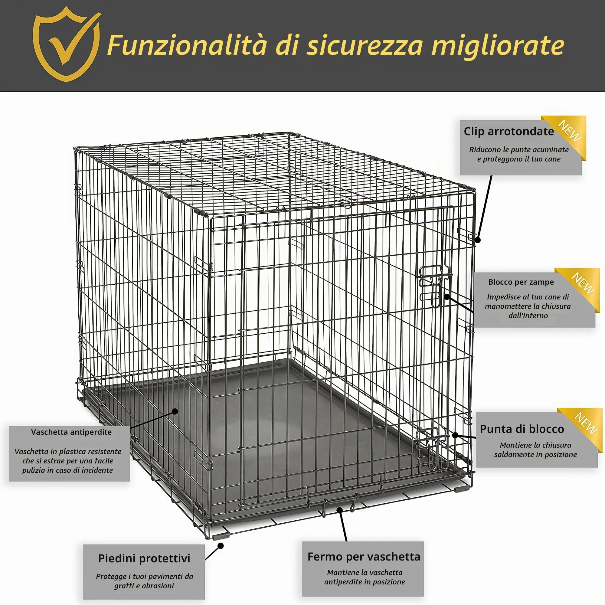 New World Gabbia per cani in metallo pieghevole, 122 cm, con vaschetta a prova di perdite, taglia XL - immagine 4